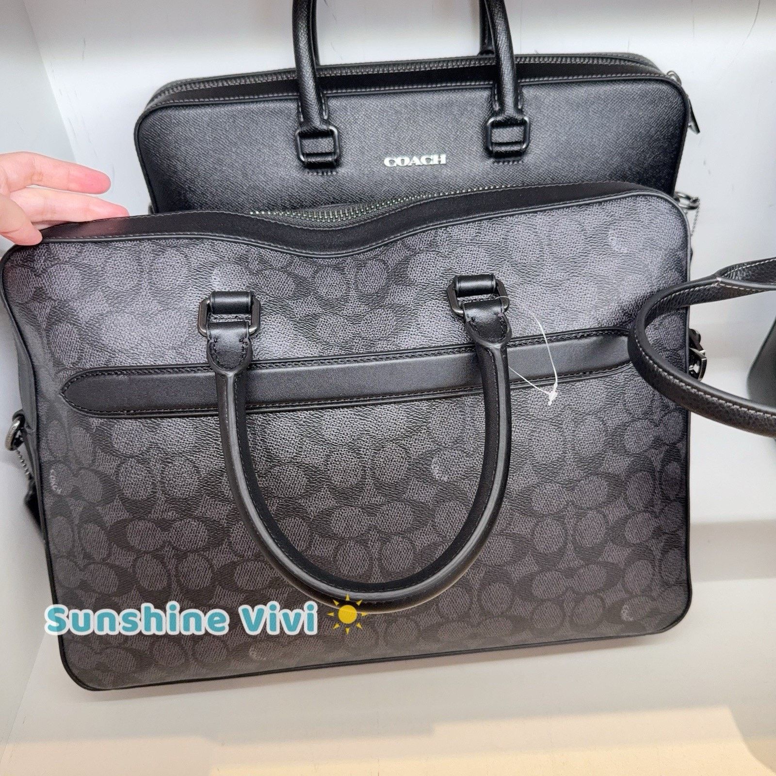 Coach NWT Coach Ethan Slim Brief Signature Canvas Black CV917 Size ONE SIZE - 3 Thumbnail