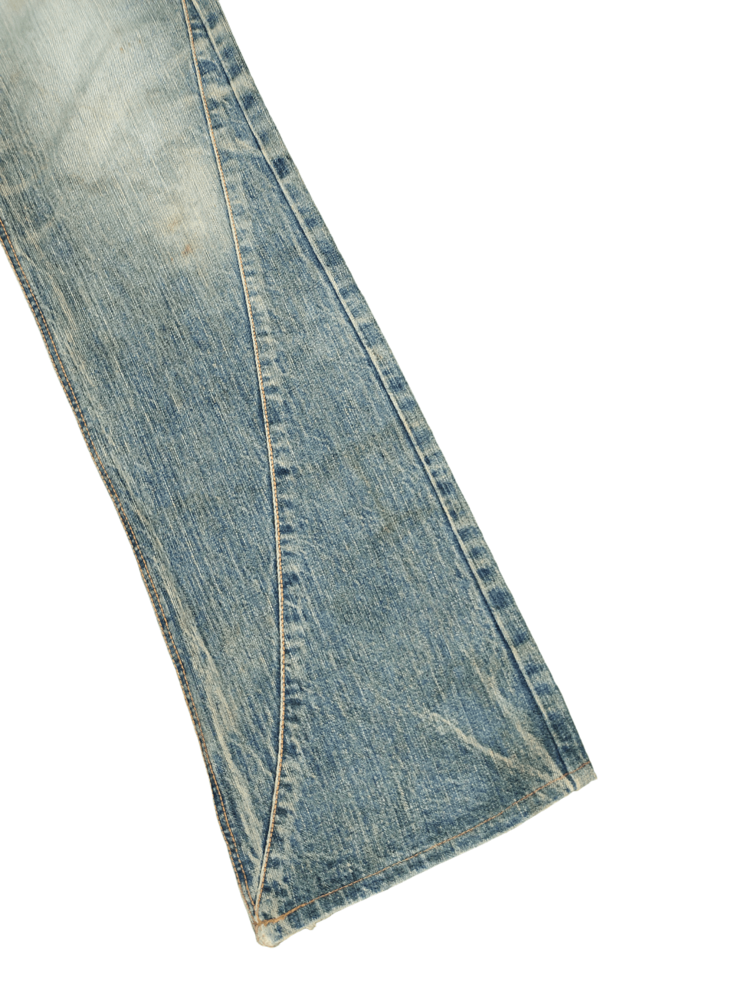 Le Grande Bleu (L.G.B.) Flare Jeans Edwin Buckle Back Distress Faded Boot Cut Y2k Size US 32 / EU 48 - 8 Thumbnail
