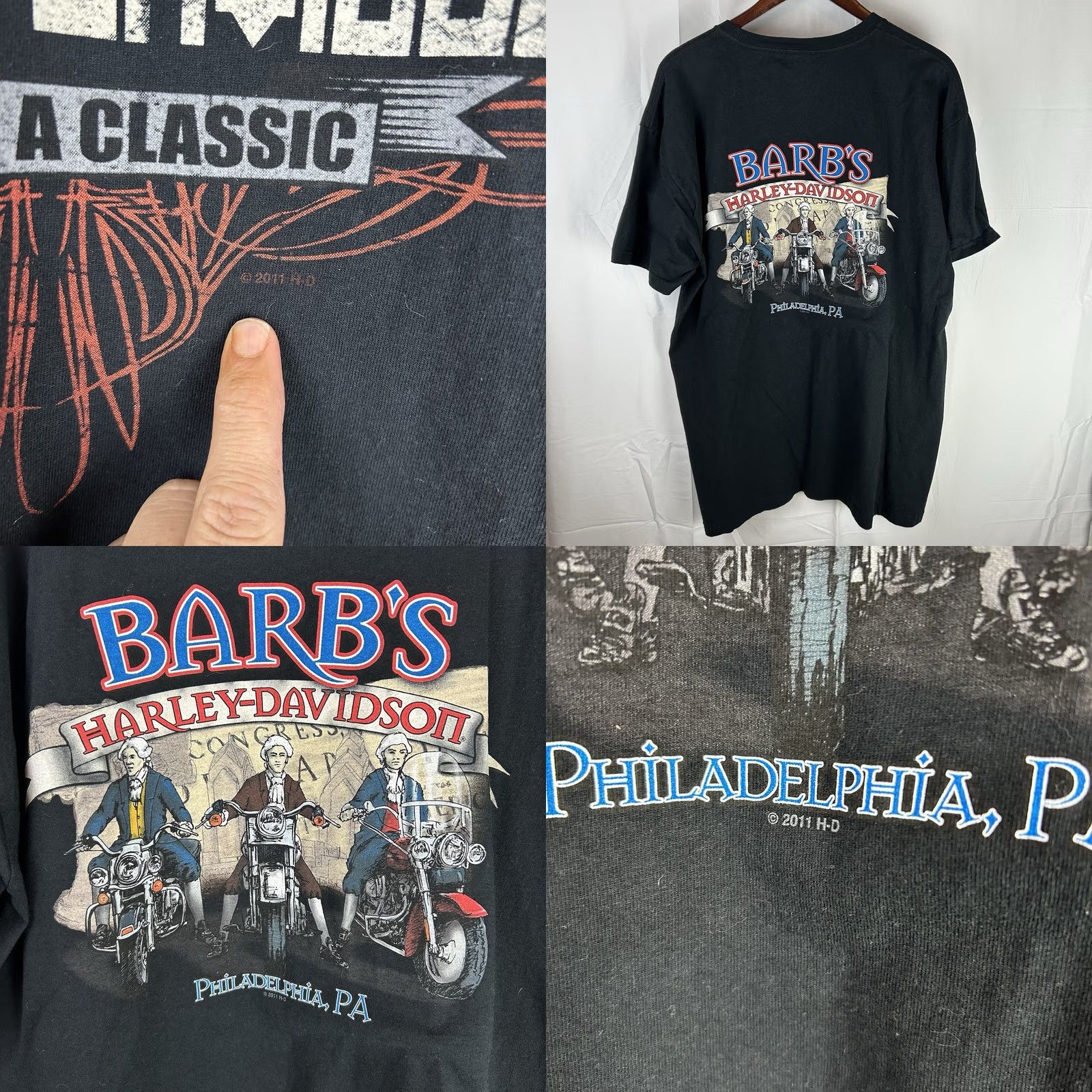 Harley Davidson Harley-Davidson T-Shirt XL Black Crew Neck Short Sleeve Logo Biker Motorcycle 2011 Barb’s Philadelphia Men Size US XL / EU 56 / 4 - 8 Thumbnail
