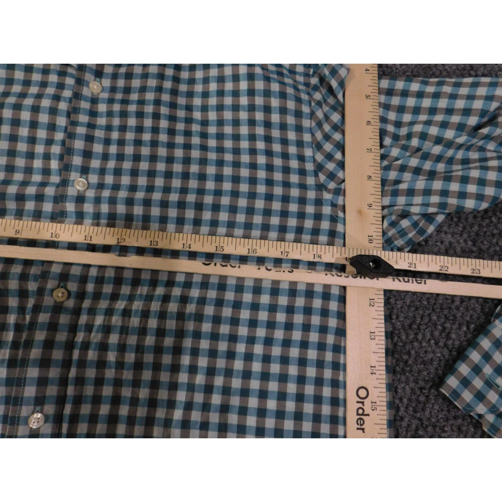 Vince Vince Shirt Mens Medium Blue Check Button-Up Long Sleeve Cotton Collared Casual Size US M / EU 48-50 / 2 - 5 Thumbnail