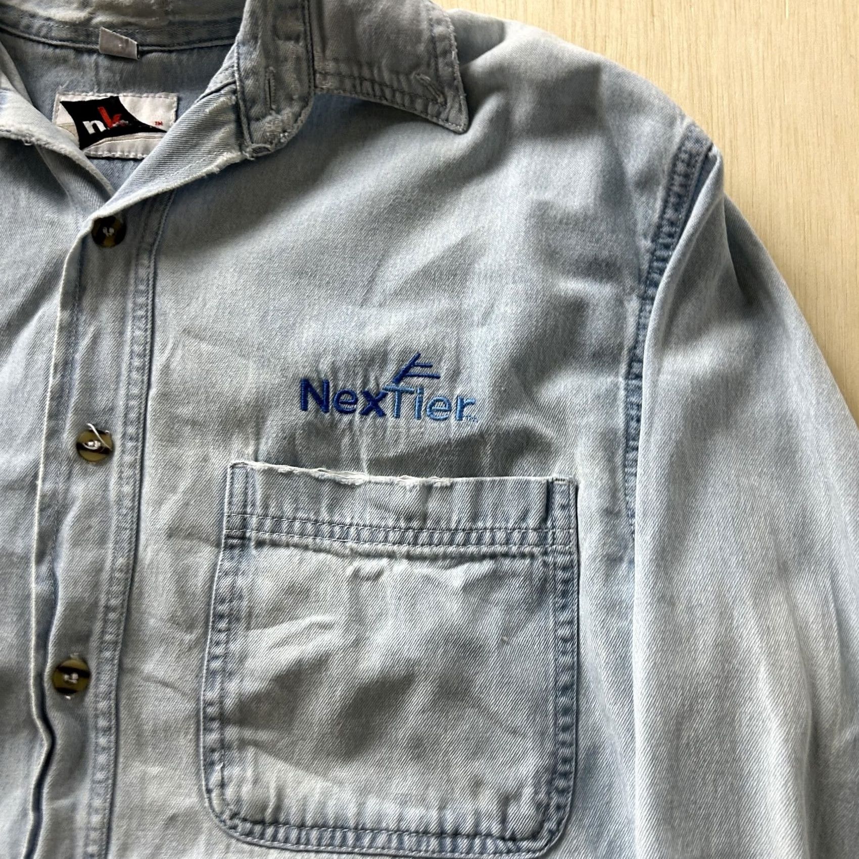 Denime Nationwide Knitwear Shirt Mens Small Blue Denim Long Sleeve Button Up Size US S / EU 44-46 / 1 - 2 Thumbnail