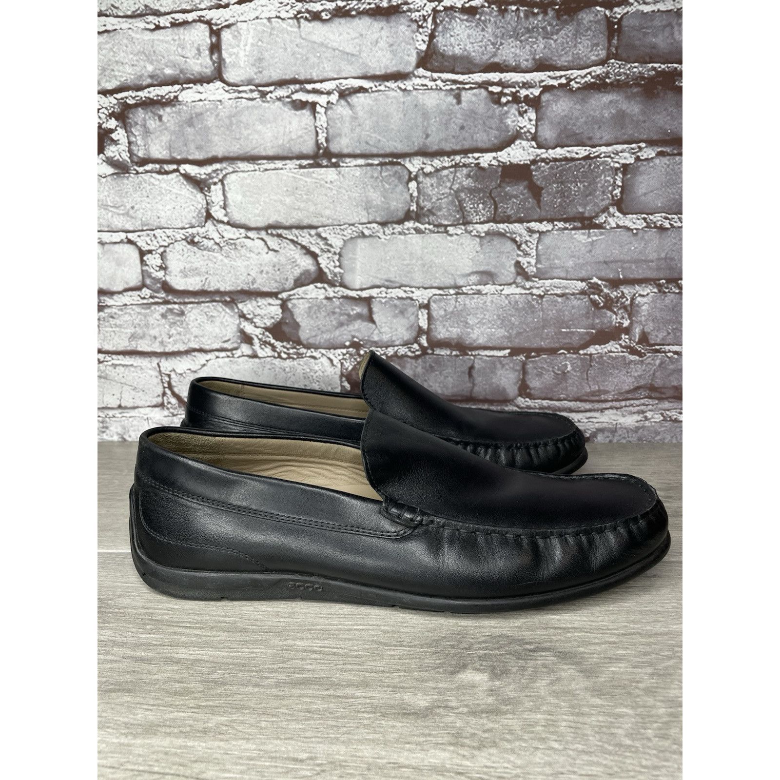 Ecco ECCO Black Leather Driving Loafers Mens Size 44 US 10-10.5 C Size US 11 / EU 44 - 3 Thumbnail