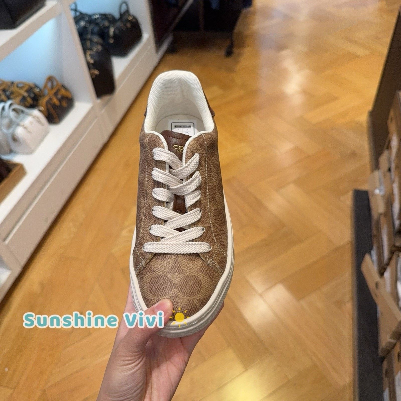Coach NEW COACH Women's High Line Sneaker Canvas CW970 Brown Khaki Size US 5.5 / IT 35.5 - 2 Thumbnail