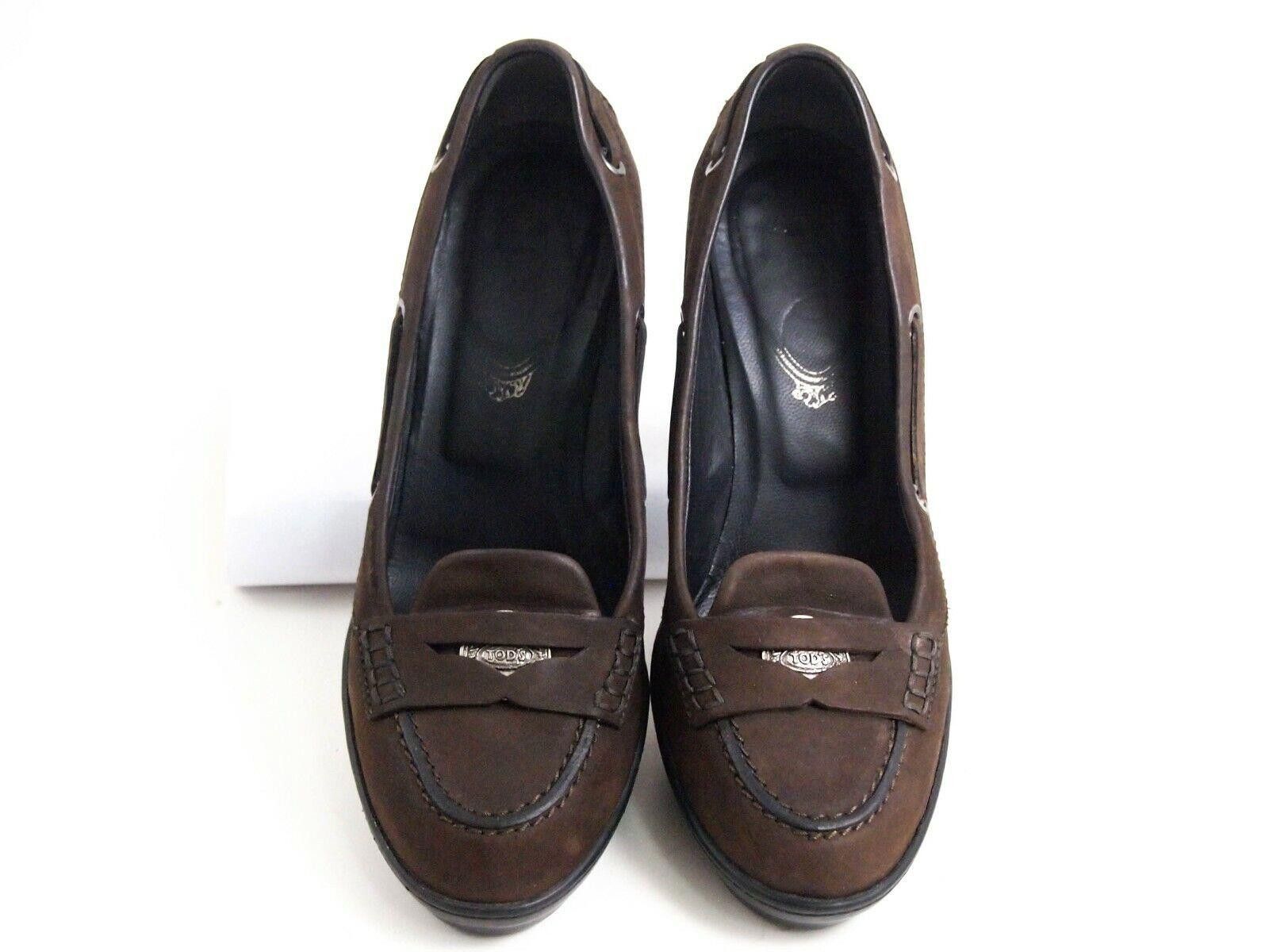 Tod's Tod's Plateau Heels Pumps Brown Suede Womens US 7 EU 37 $580 Size US 7 / IT 37 - 3 Thumbnail