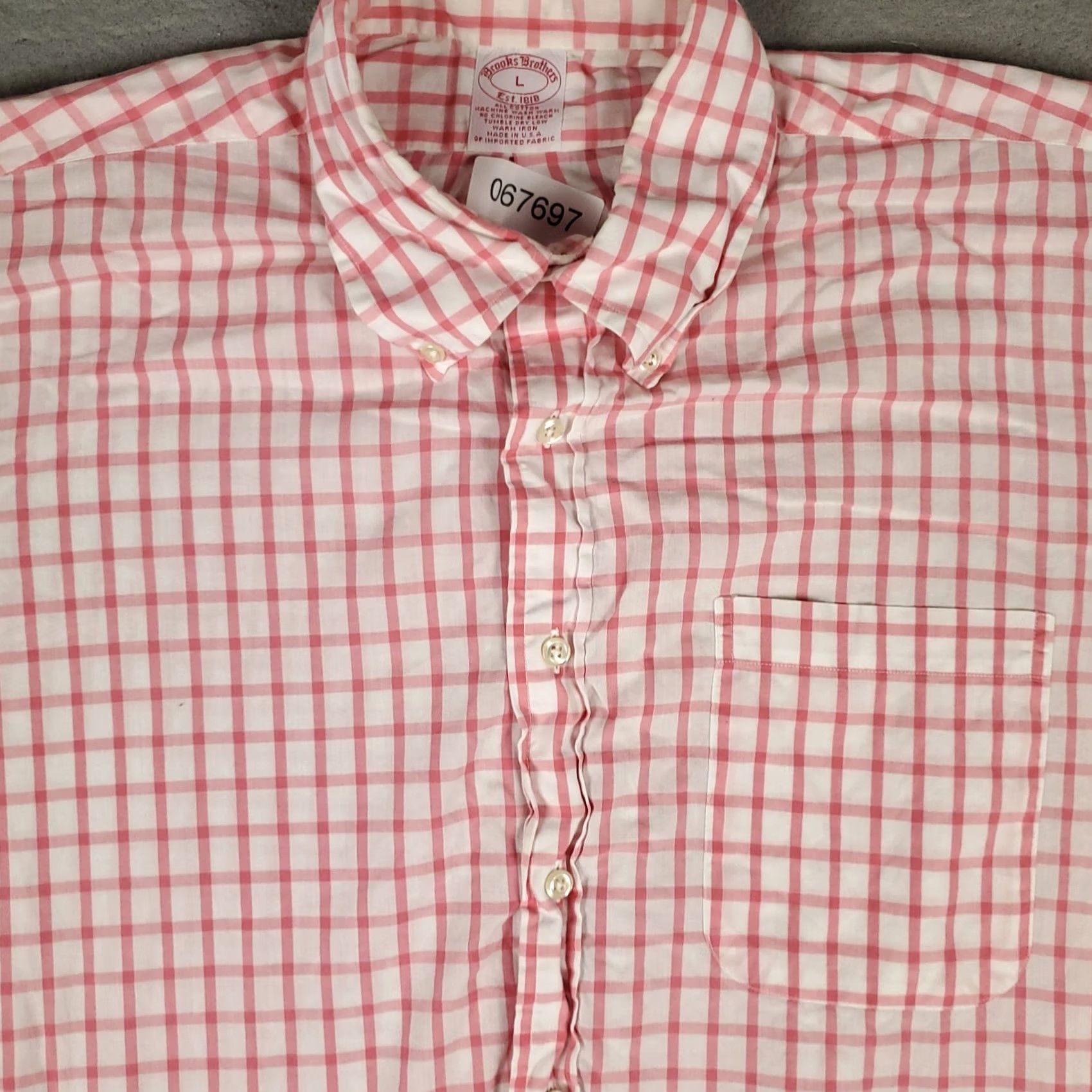 Brooks Brothers Brooks Brothers Shirt Mens Large Pink Check Casual Button Up Short Sleeve Shirt Size US L / EU 52-54 / 3 - 2 Thumbnail