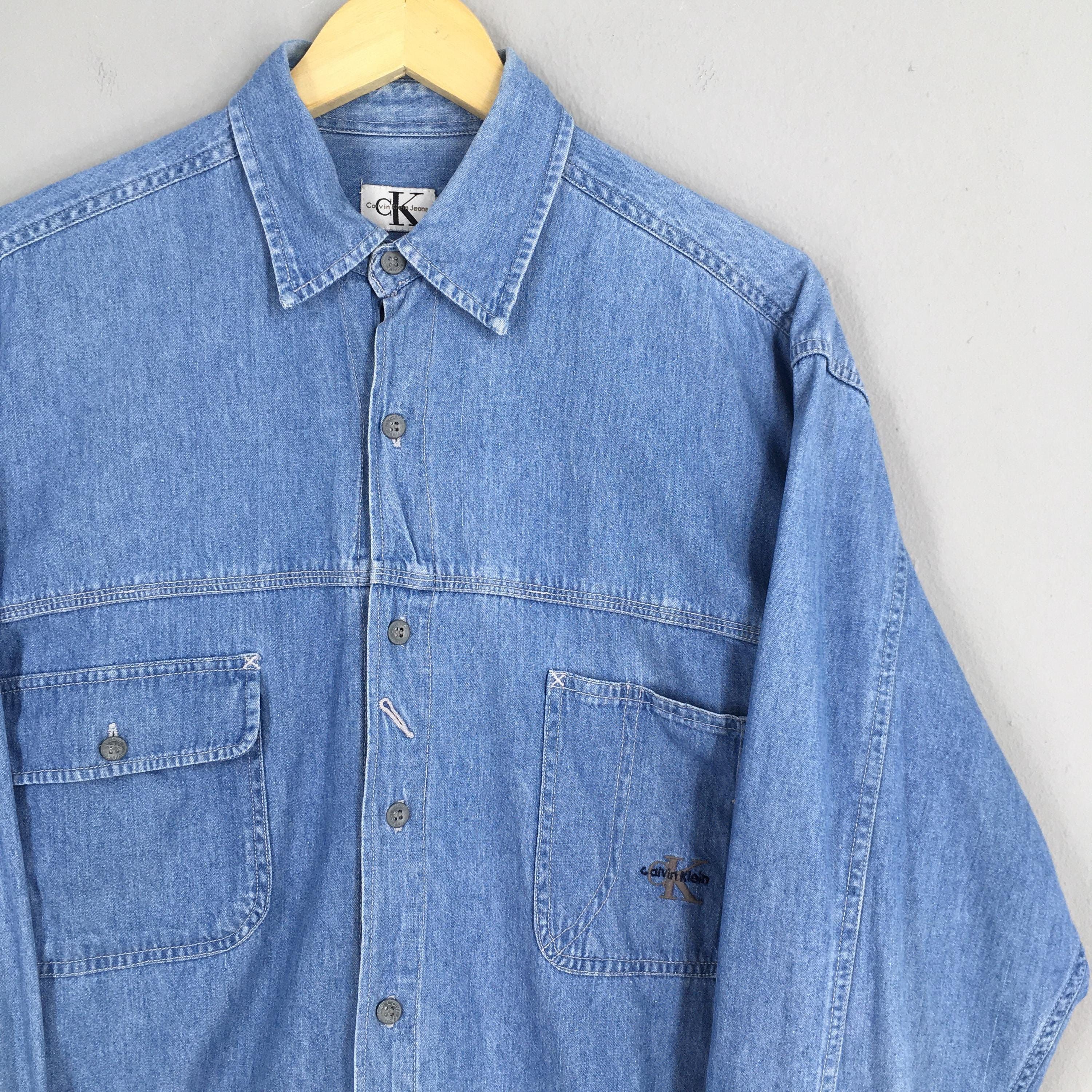 Calvin Klein × Vintage Vintage Calvin Klein USA Denim Shirt Large Size US L / EU 52-54 / 3 - 2 Thumbnail