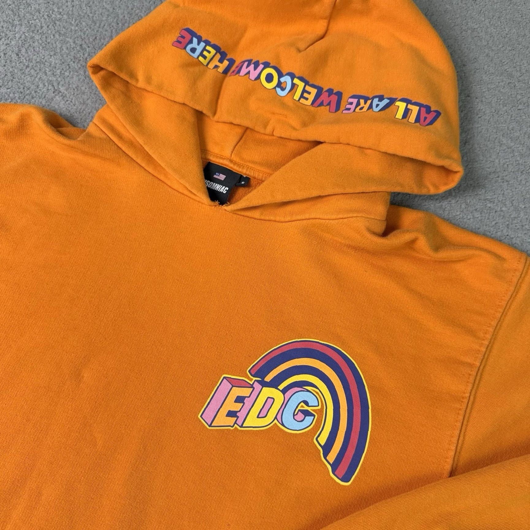 Rainbow VINTAGE Insomniac EDC Hoodie Adult Small Orange Rainbow EYE Sweatshirt AOP Rave Rare S Size US S / EU 44-46 / 1 - 3 Thumbnail