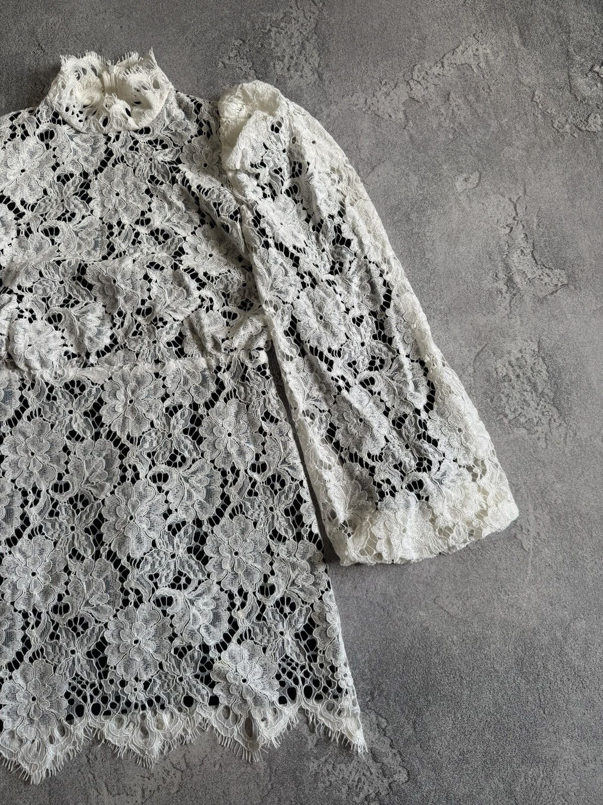 Sandro Sandro 36 white lace mini dress 👗 puff long sleeve Size XS / US 0-2 / IT 36-38 - 8 Thumbnail
