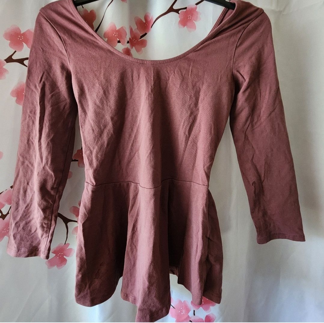 Express New Express 3/4 Sleeve Peplum Shirt Dusty Rose Pink Size XS Size XS / US 0-2 / IT 36-38 - 1 Thumbnail