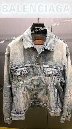 image of Balenciaga O1In1G1223 Denim Jackets In Light Blue, Men's (Size XS)