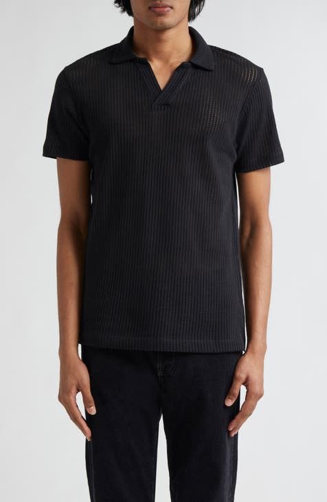 Sunspel Men’s Linear Mesh Polo in Black BRAND NEW Size US M / EU 48-50 / 2 - 7 Thumbnail