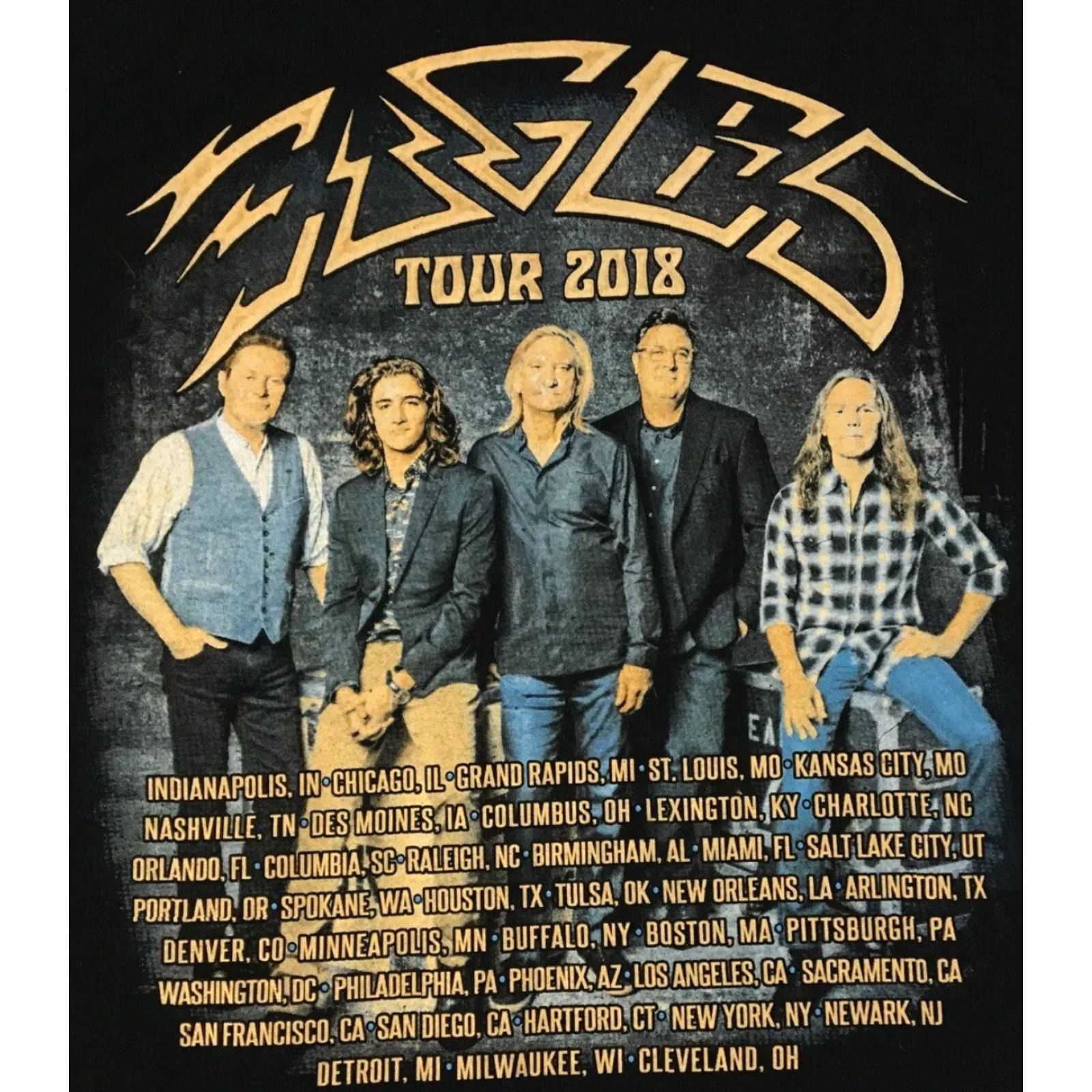 Vintage VINTAGE Eagles 2018 Tour Shirt XL Concert Rock Band The Rolling Stones T-Shirt Men Black Short Sleeve 100% Cotton Graphic Tee Size US XL / EU 56 / 4 - 4 Thumbnail