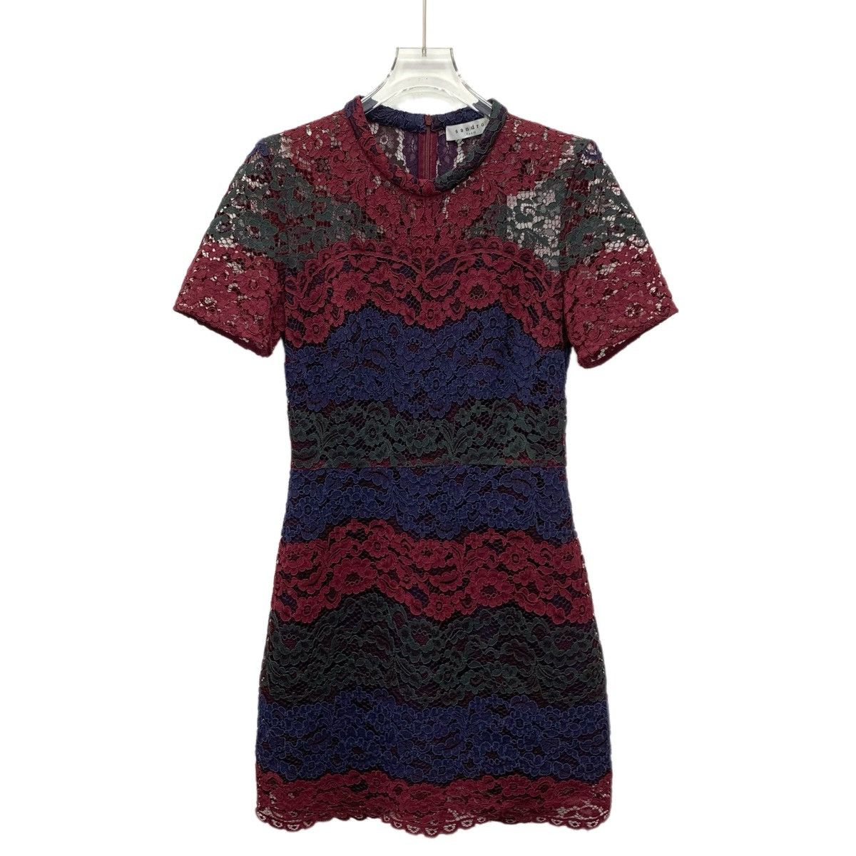 Sandro Sandro Wine Red Floral Hollow Short Sleeve Dress K26WX Size S / US 4 / IT 40 - 1 Thumbnail