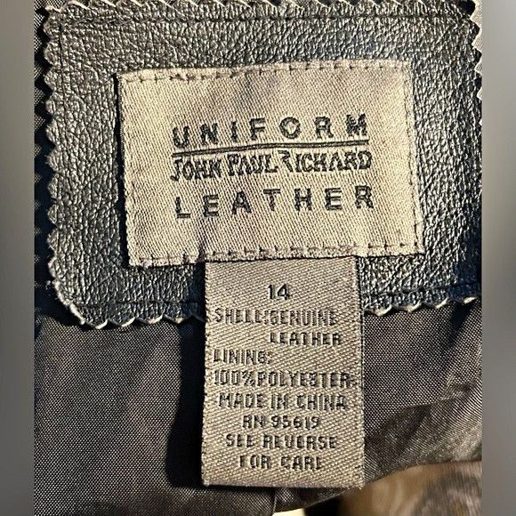 Other John Paul Richard Uniform Womens Short Black Leather Jacket Size L / US 10 / IT 46 - 6 Thumbnail