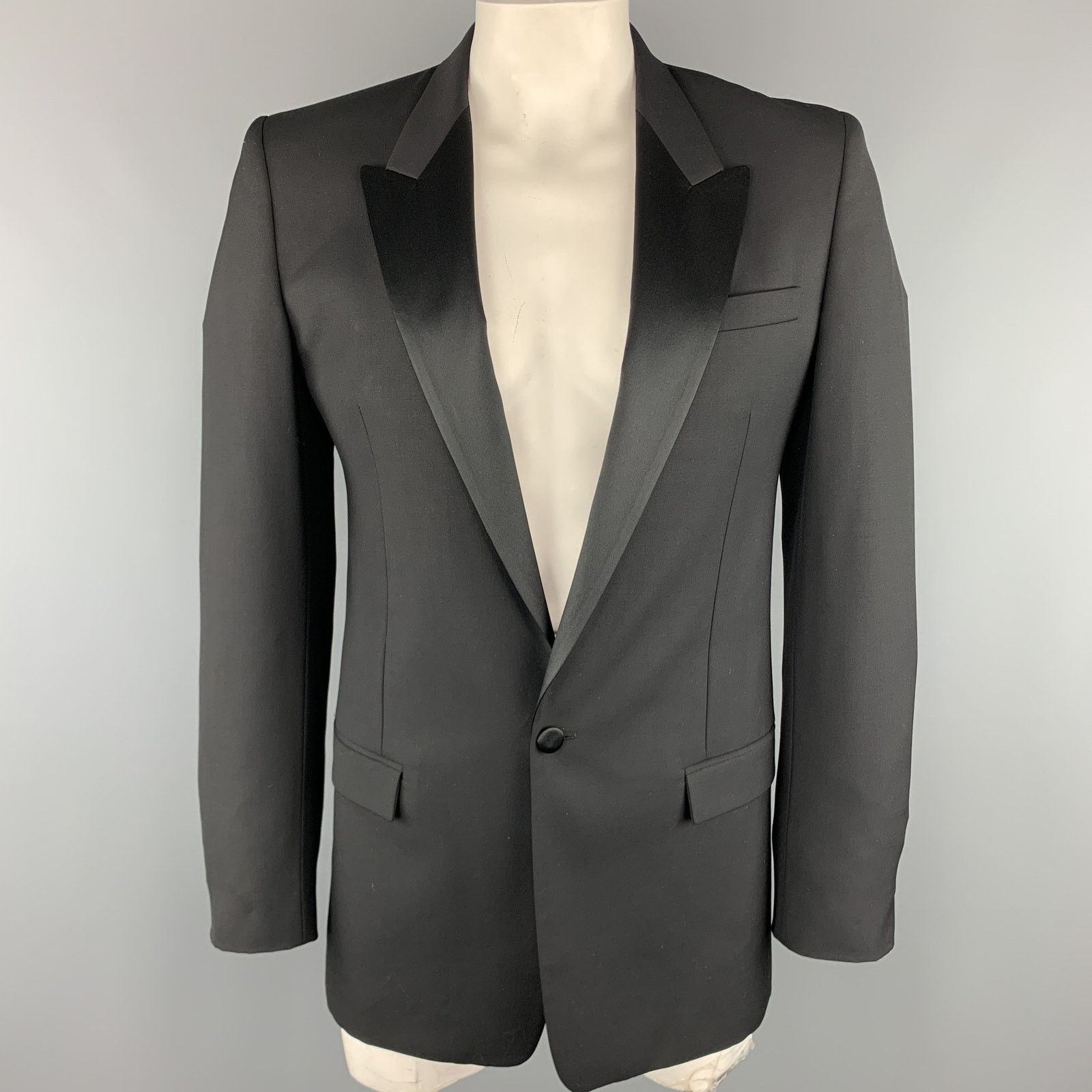 Marc Jacobs 40 Black Wool Peak Lapel Sport Coat Tuxedo Jacket Size 40R - 1 Thumbnail