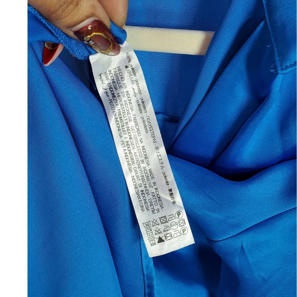 Zara Zara Blue Silky Button Up Blouse Long Sleeve Collared S Size S / US 4 / IT 40 - 5 Thumbnail