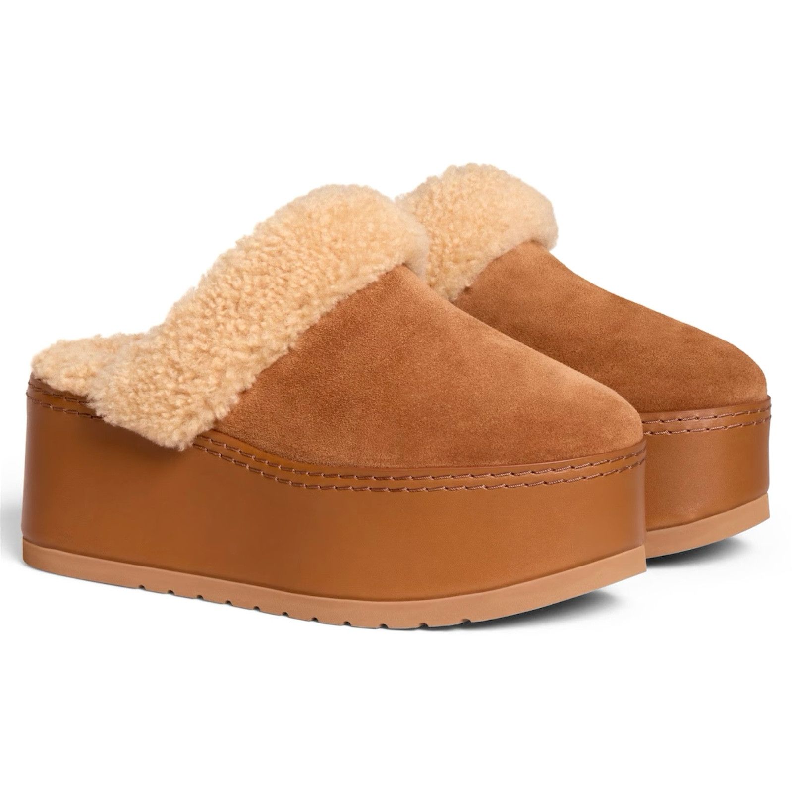 Celine 360084610C.18NC Dana Wedge Mule in Suede Calfskin and Shearl Size US 7 / IT 37 - 2 Thumbnail