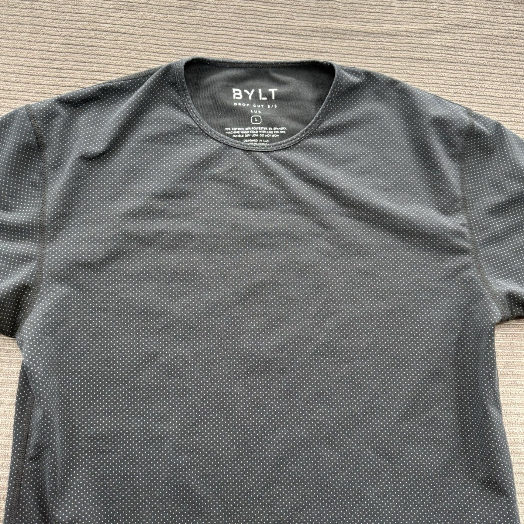 Vintage BYLT Drop Cut S/S Polo Shirt Men L Black Polka Dot Cotton Golf Golfing Polo Shirt Polo Shirt Men BYLT Black Polka Dot S/S Polo Shirt Size US L / EU 52-54 / 3 - 8 Thumbnail