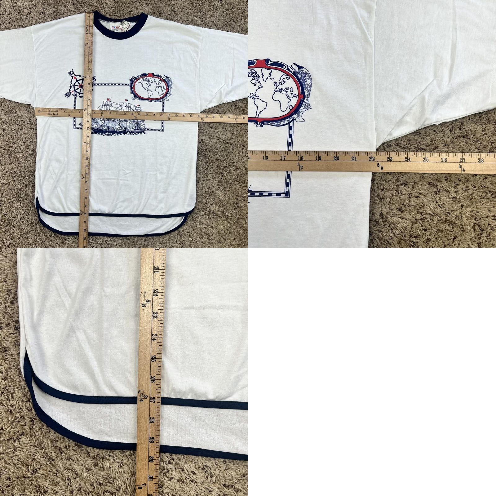 Nautica VINTAGE Nautical Sail Boat Puff Print Graphic Shirt M White 50/50 USA 90s Unisex Adults Mens Womens Size US M / EU 48-50 / 2 - 8 Thumbnail
