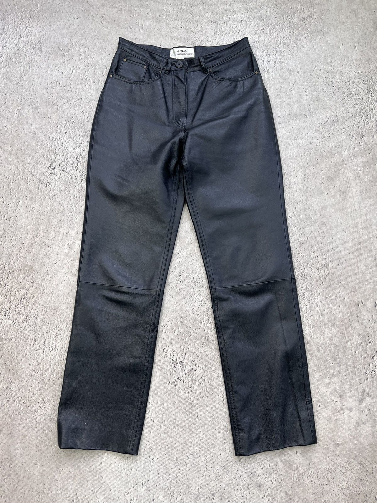 Designer × Leather VINTAGE CASUAL BALENCIAGA STYLE LEATHER PANTS MOTO RACING Size US 30 / EU 46 - 2 Thumbnail