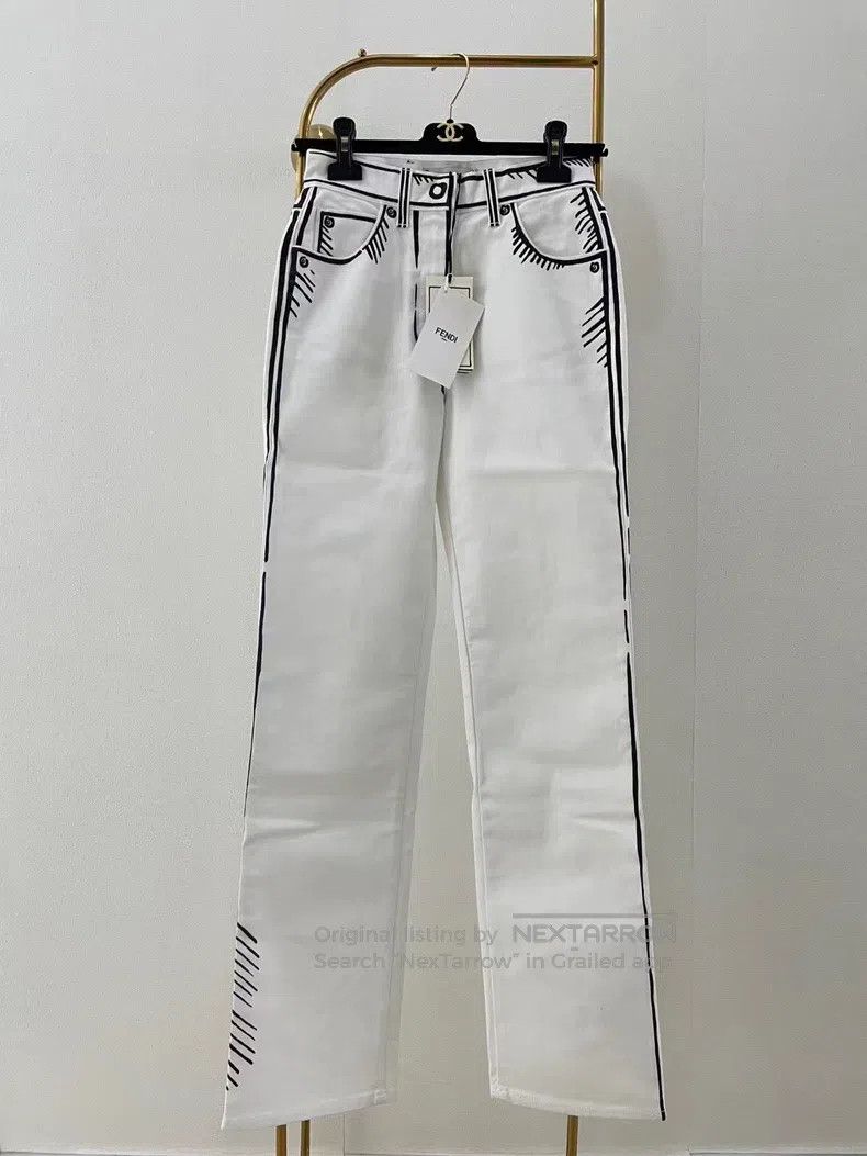 Fendi Fendi California Sky series black and white comic pants Size 37" - 1 Thumbnail
