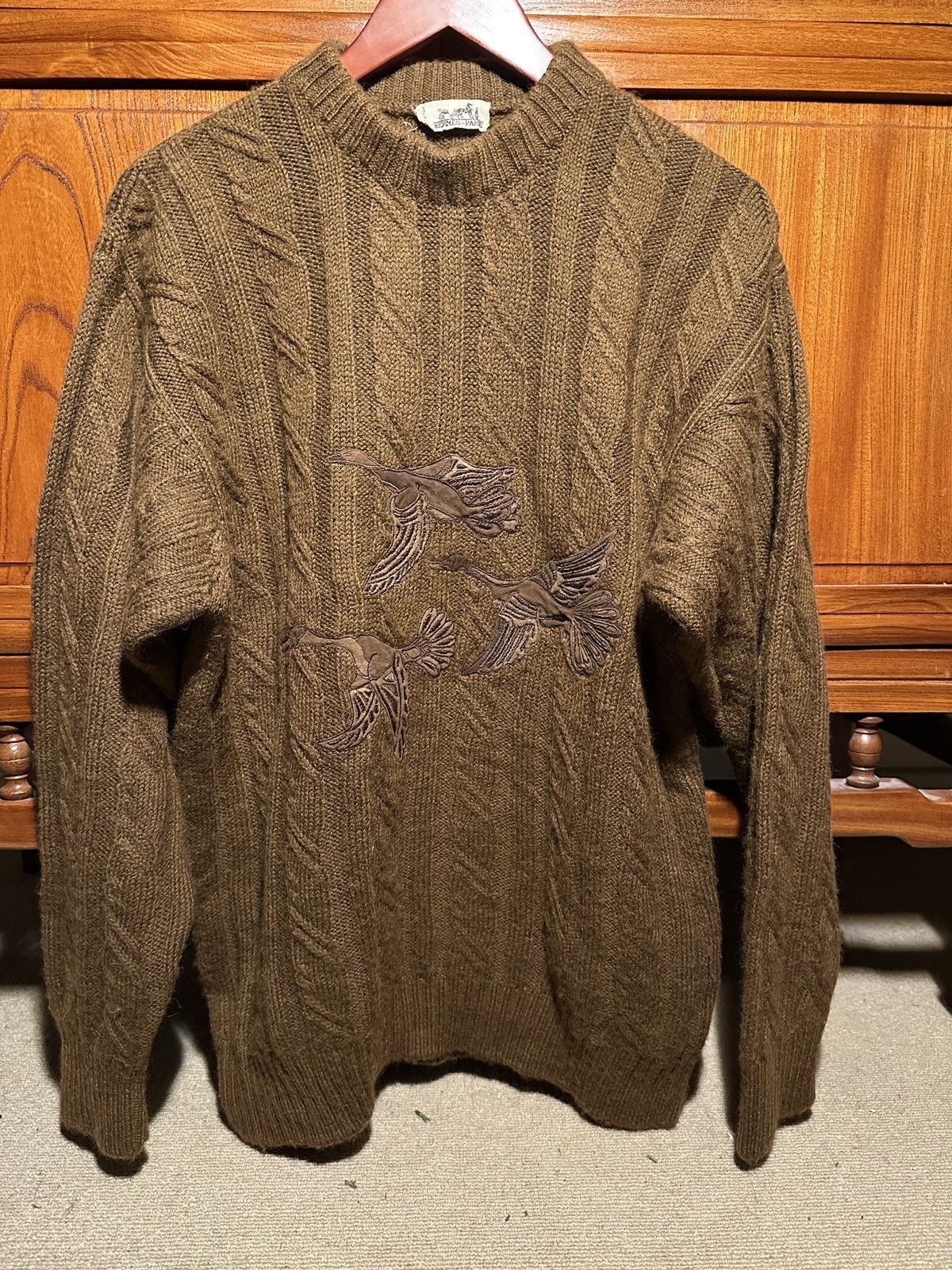 Hermes Rare vintage goose embroidered camel wool sweater Size US XL / EU 56 / 4 - 1 Thumbnail