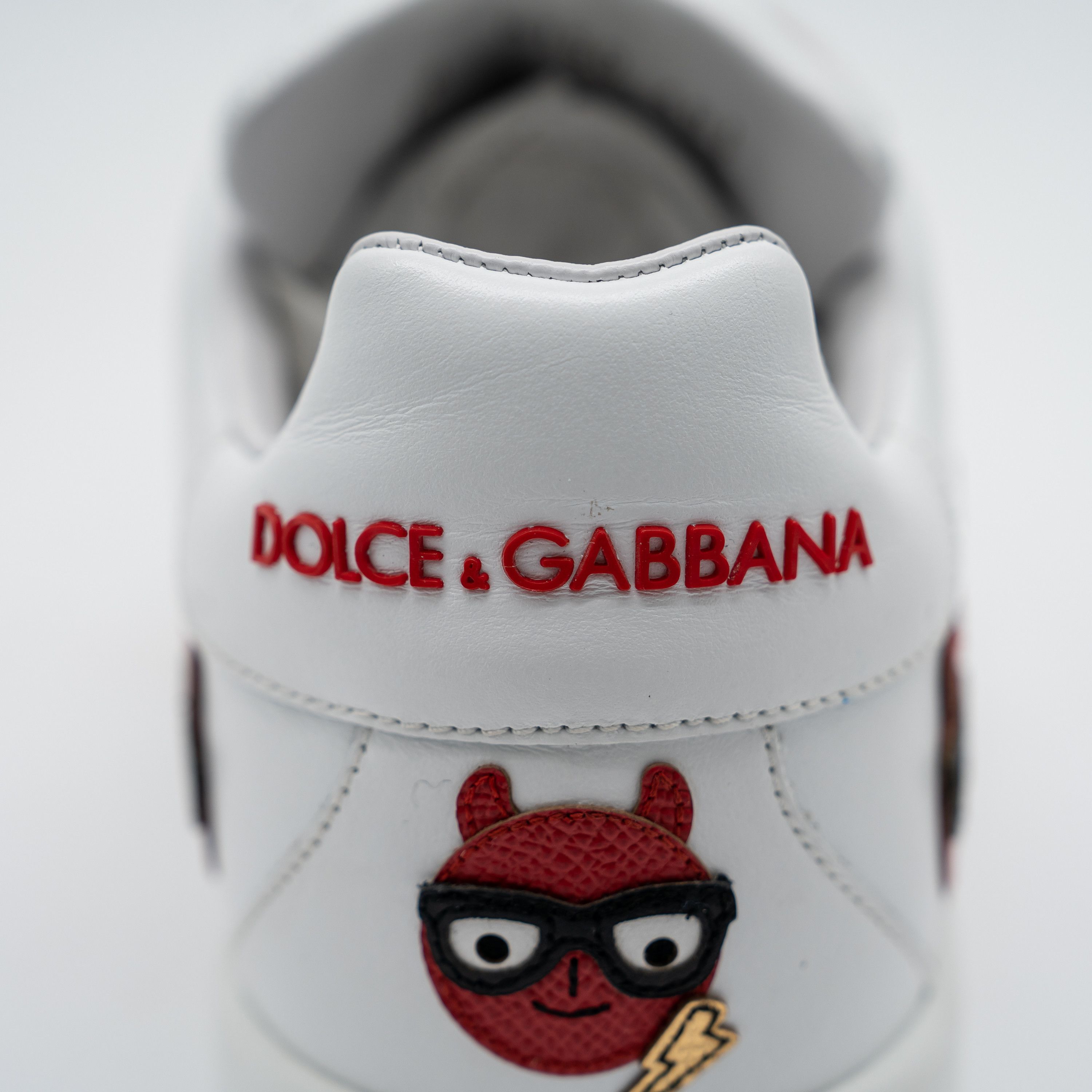 Dolce & Gabbana DOLCE & GABBANA White Devil Face Portofino Sneakers Leather Size US 10.5 / IT 40.5 - 10 Thumbnail