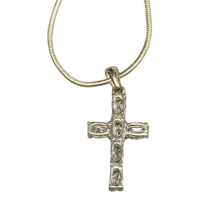 Other Cross Pendant Necklace With Clear Rhinestones On Silver-Tone Size ONE SIZE - 5 Thumbnail