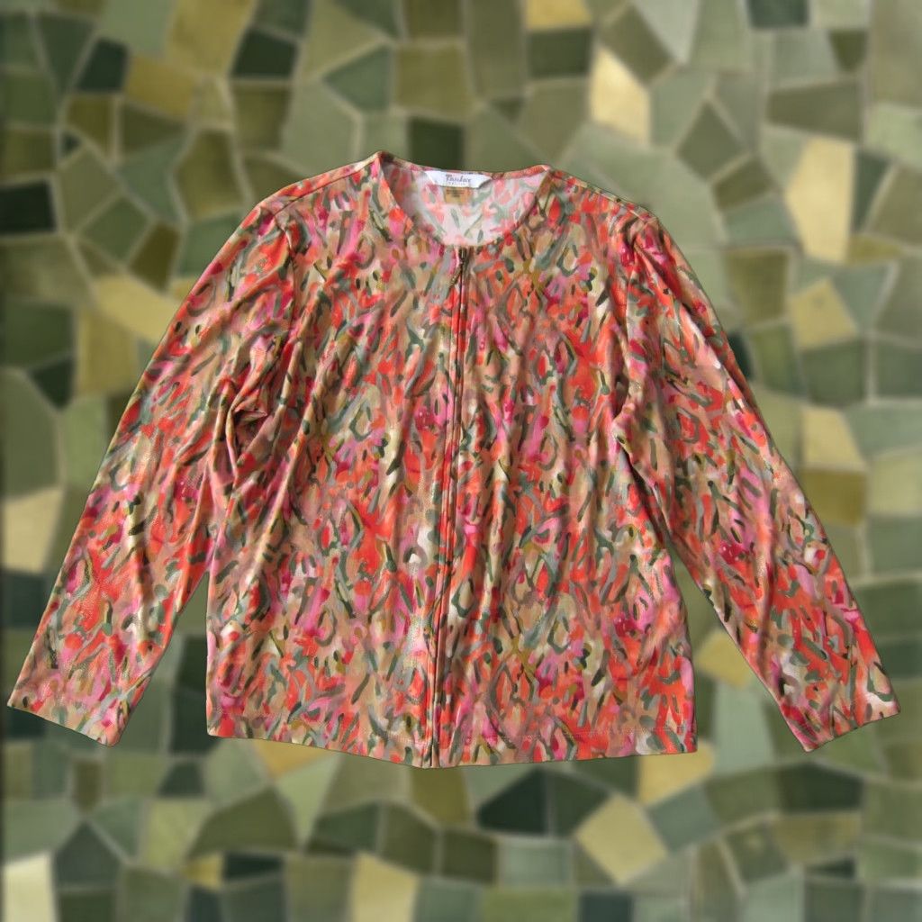 Pinko TanJay Pink Blouse Women Size PM Long Sleeve Crew Neck Zip Full Zipper Camouflage TanJay Pink Green Orange Size M / US 6-8 / IT 42-44 - 1 Thumbnail
