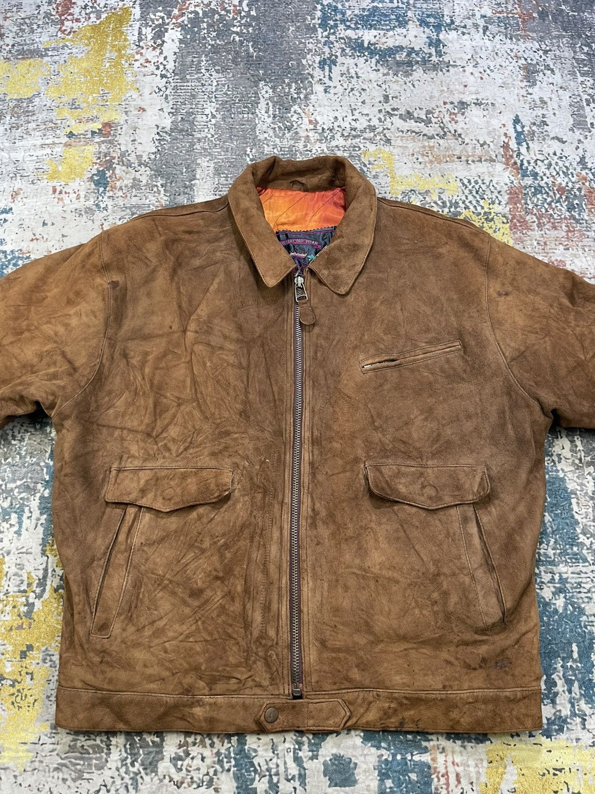 Genuine Leather Vintage Ashville Suede Leather Biker Jackets Size US L / EU 52-54 / 3 - 8 Thumbnail