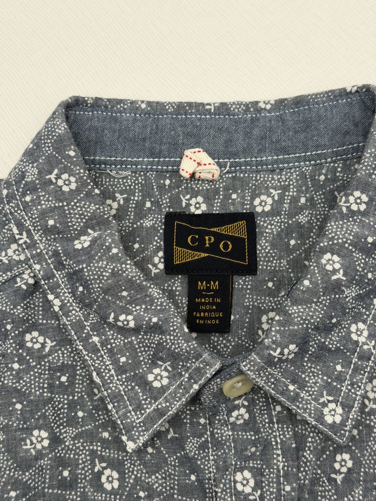 CPO CPO Button Up Shirt Men's Medium Blue White Flower Pattern Size US M / EU 48-50 / 2 - 6 Thumbnail