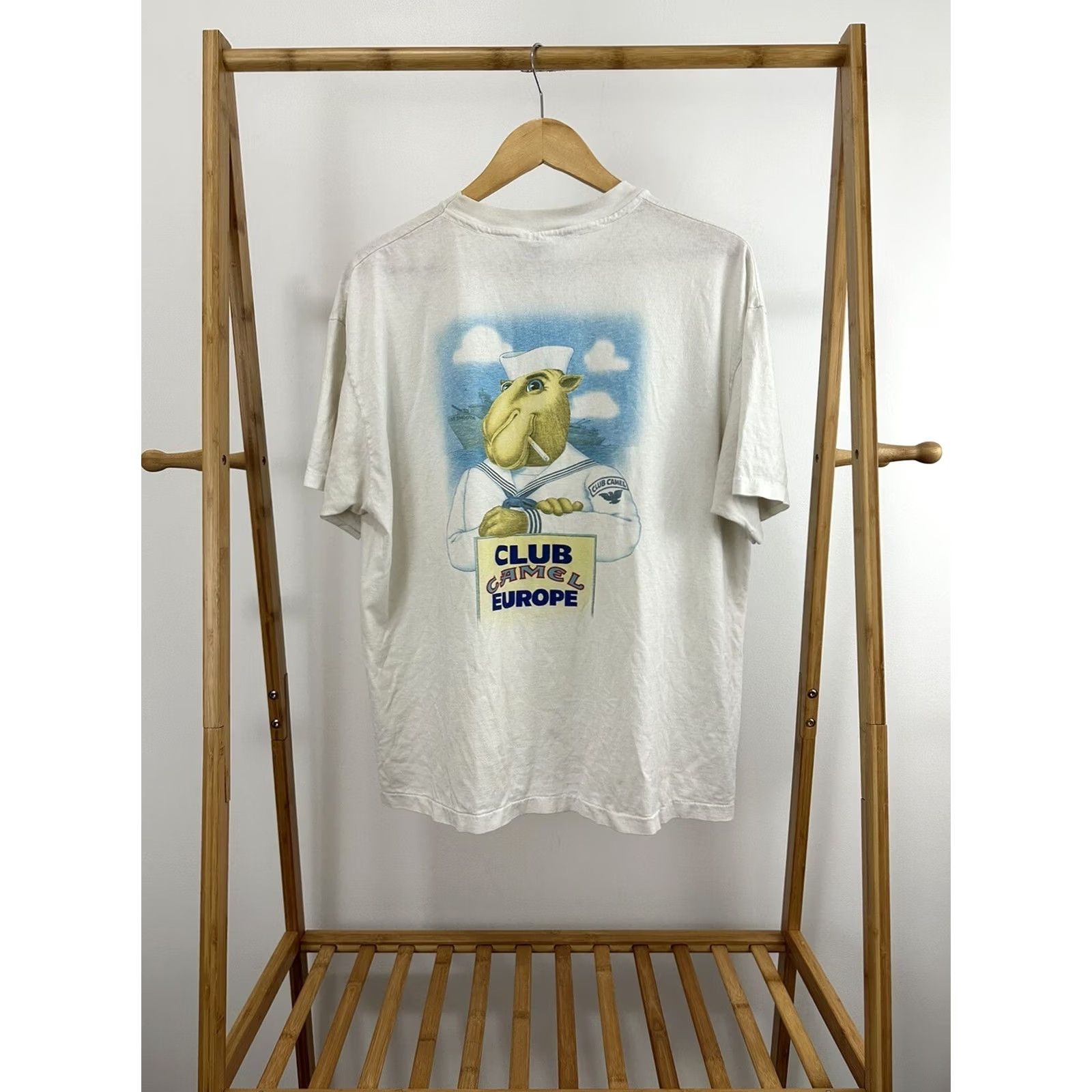 Hanes RARE VTG Joe Camel Club Europe Issued Navy Sailor Thin Cigarette T-Shirt XL Size US XL / EU 56 / 4 - 2 Thumbnail