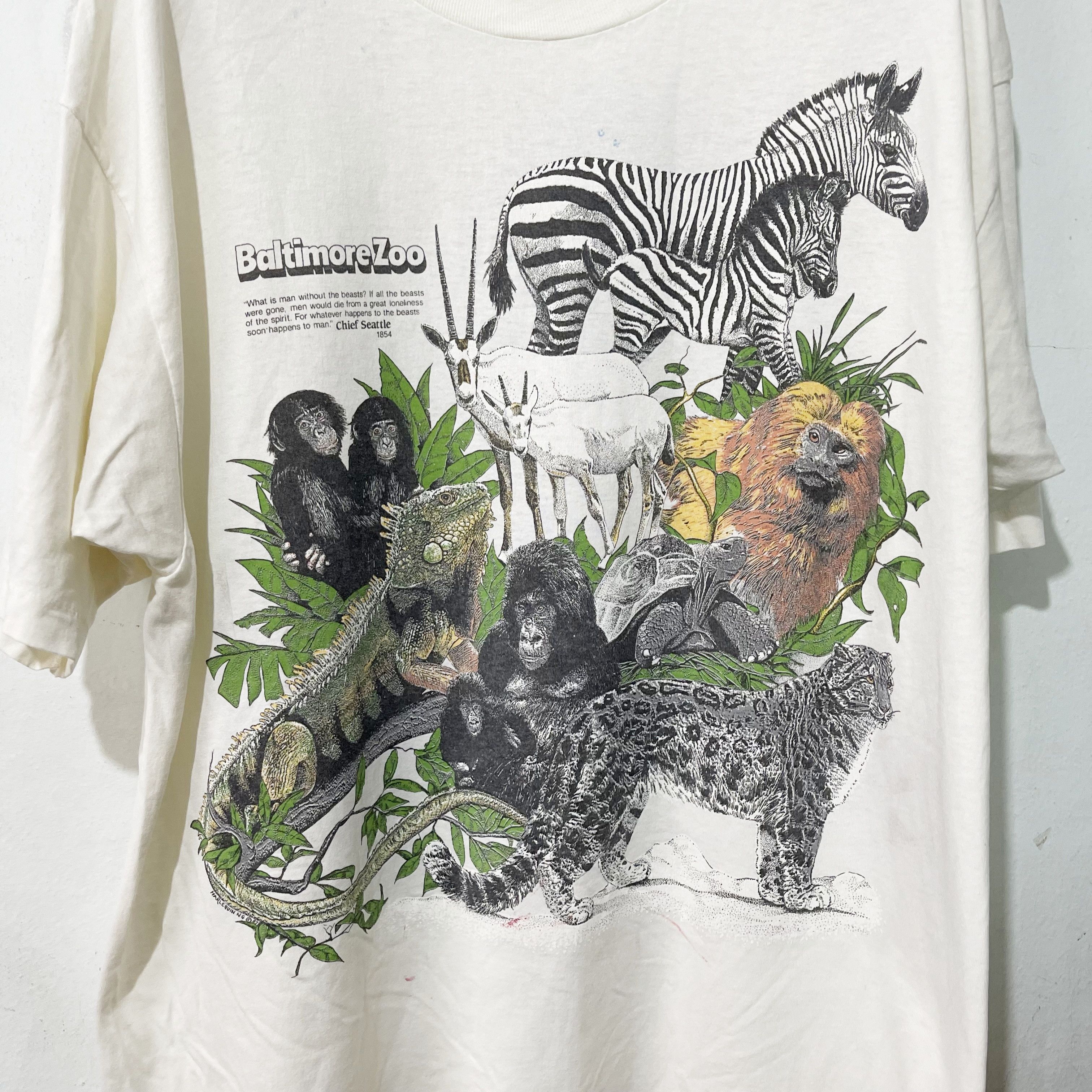 Vintage Vintage 90s Baltimore Zoo T-Shirt Size US XL / EU 56 / 4 - 2 Thumbnail