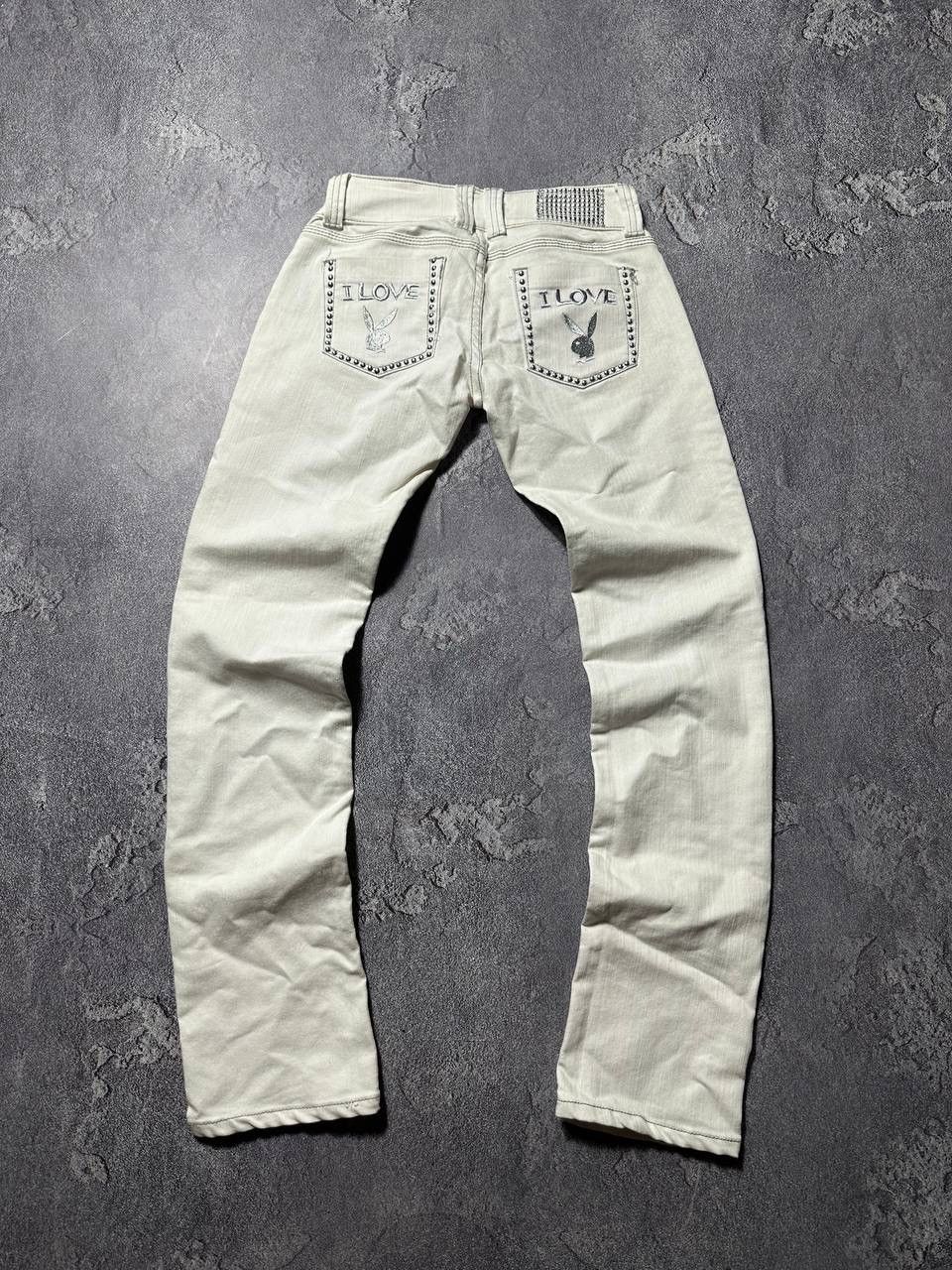 If Six Was Nine × Le Grande Bleu (L.G.B.) × Playboy 💥CRAZY SKINNY PLAYBOY PANTS WHITE Size 28" / US 6 / IT 42 - 1 Thumbnail
