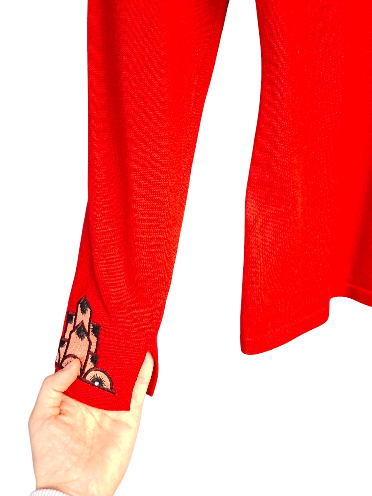 Shanghai Tang SHANGHAI TANG Cashmere Blend Sweater Embroidered Art Deco Size L / US 10 / IT 46 - 3 Thumbnail