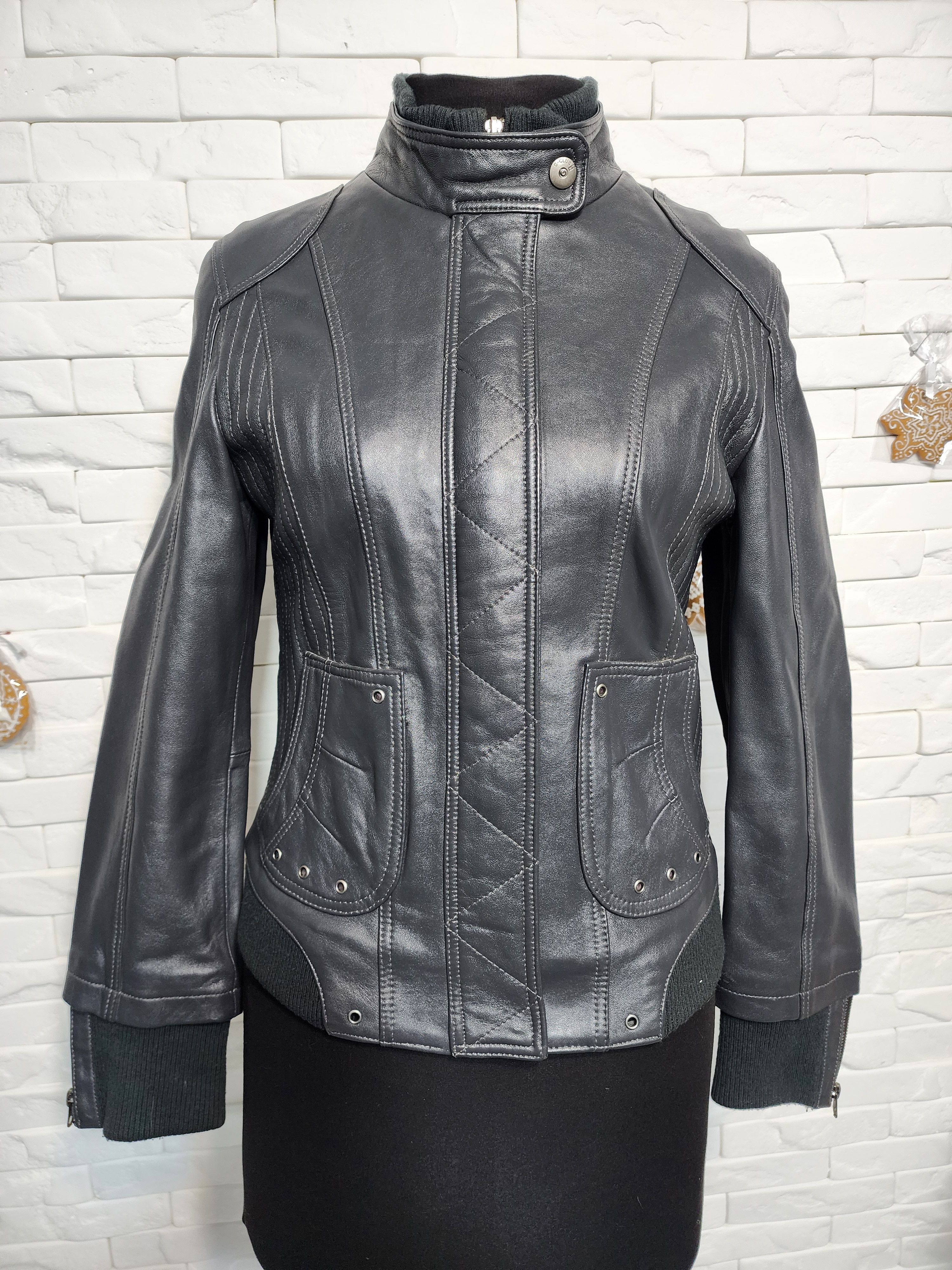 Genuine Leather Gray Genuine Leather Women's Jacket Size M / US 6-8 / IT 42-44 - 1 Thumbnail