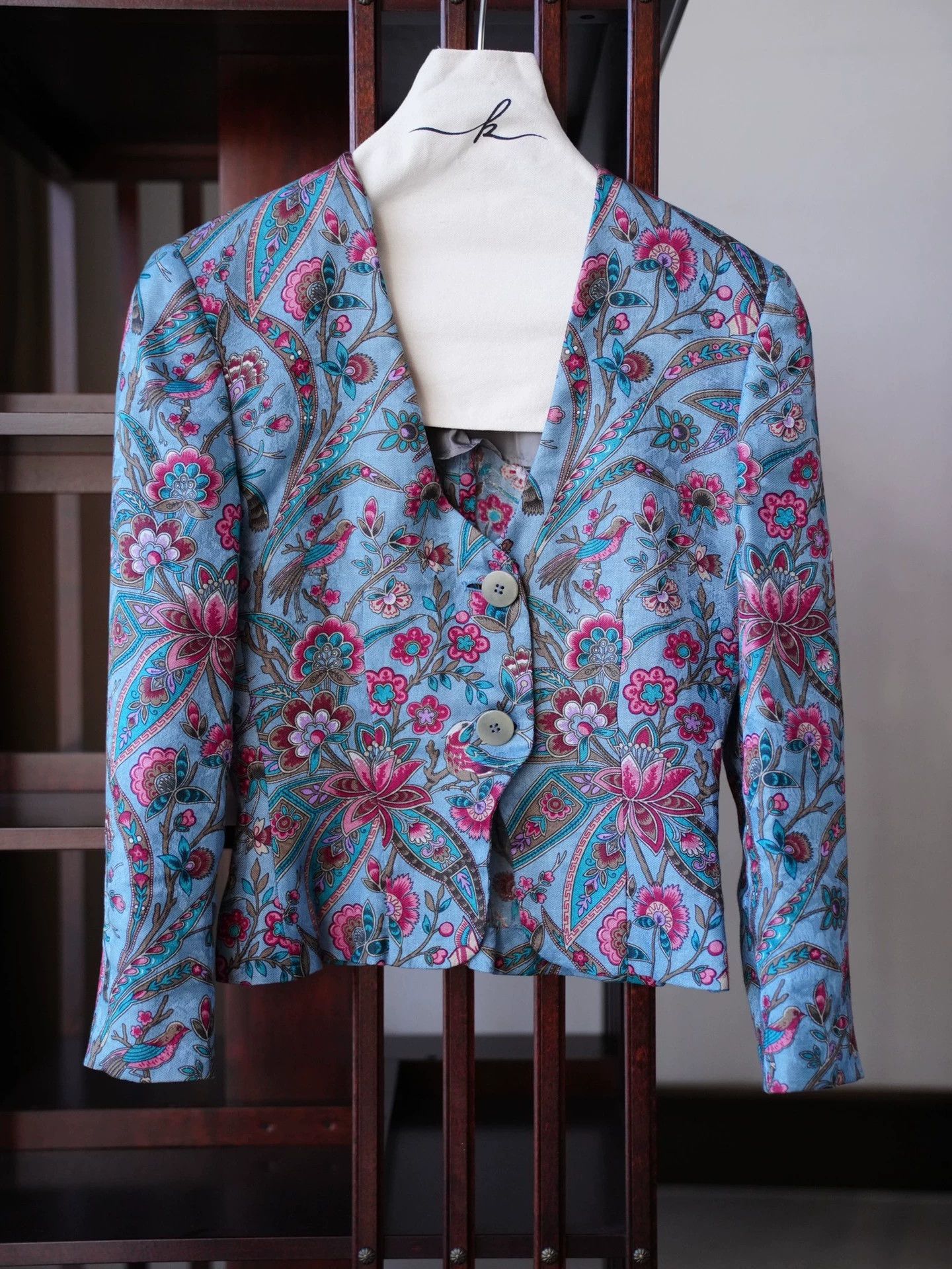 Giorgio Armani Giorgio Armani 90s Cotton-Linen Oriental Floral Blazer Size M / US 6-8 / IT 42-44 - 2 Thumbnail
