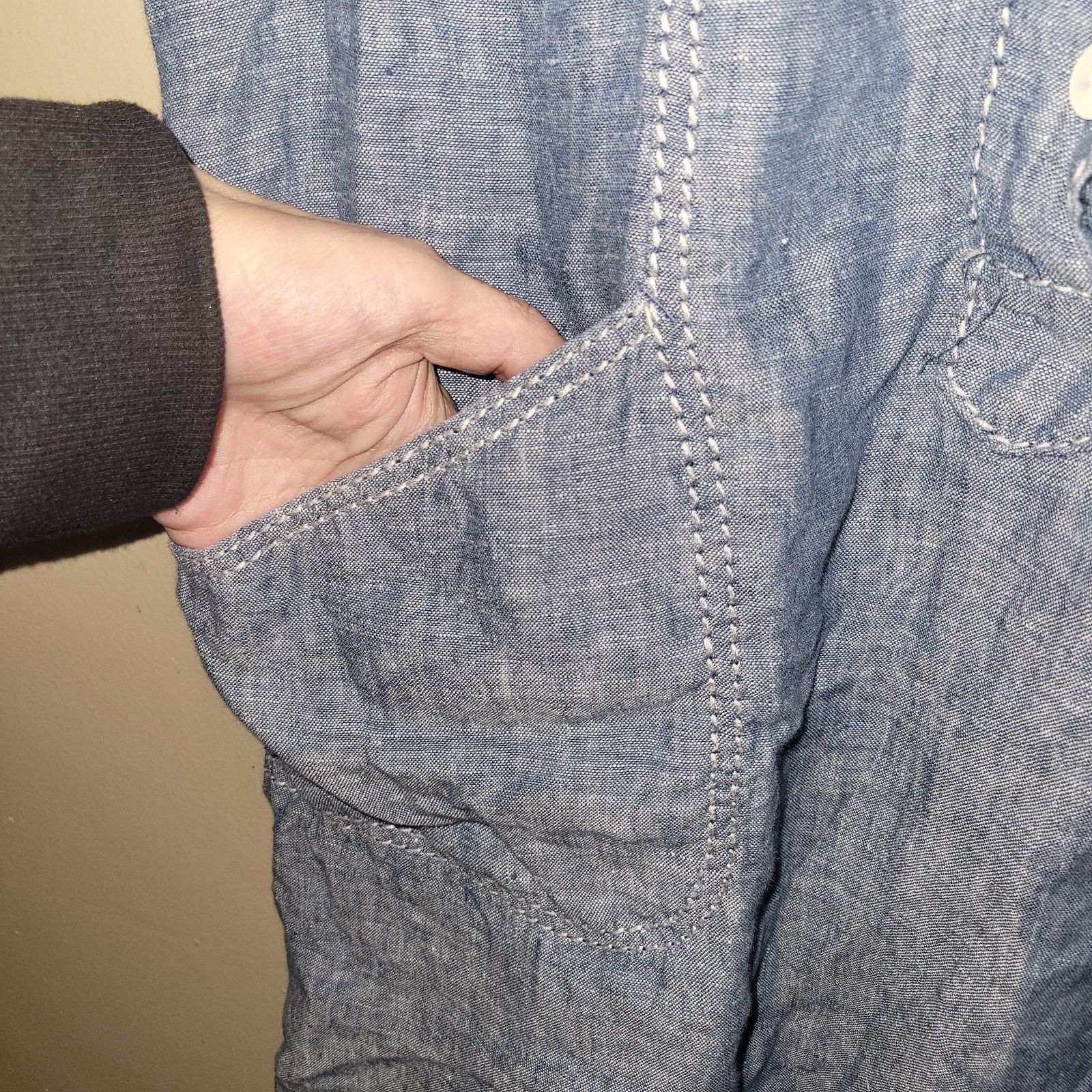 & Other Stories Max Studio Medium Blue Chambray Short Sleeve Dress Pockets Size M / US 6-8 / IT 42-44 - 9 Thumbnail