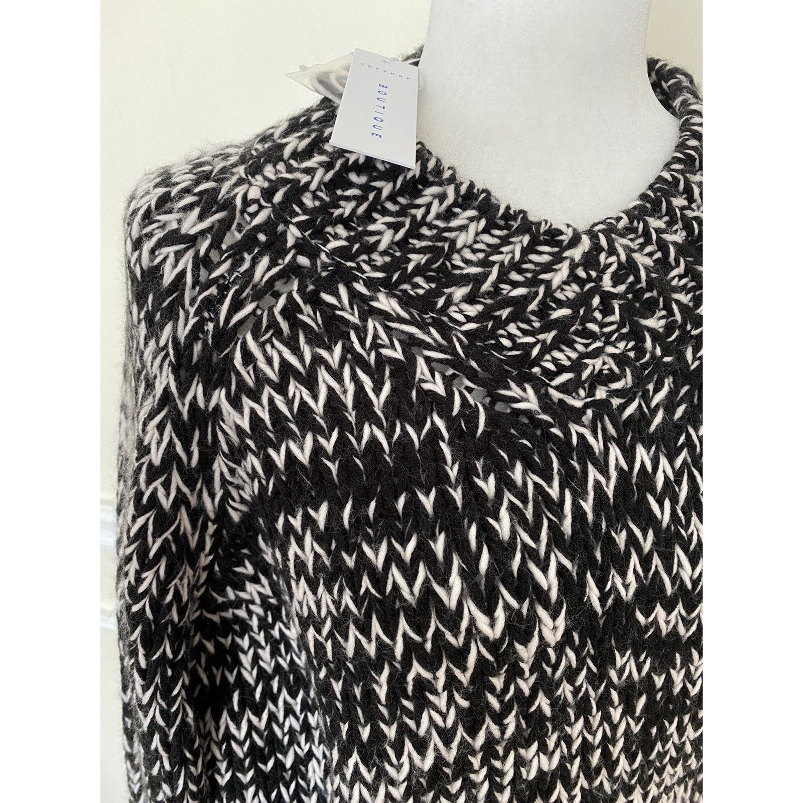 Topshop TopShop Black White Chunky Knit Sweater knitt Size M A003074 Size M / US 6-8 / IT 42-44 - 4 Thumbnail