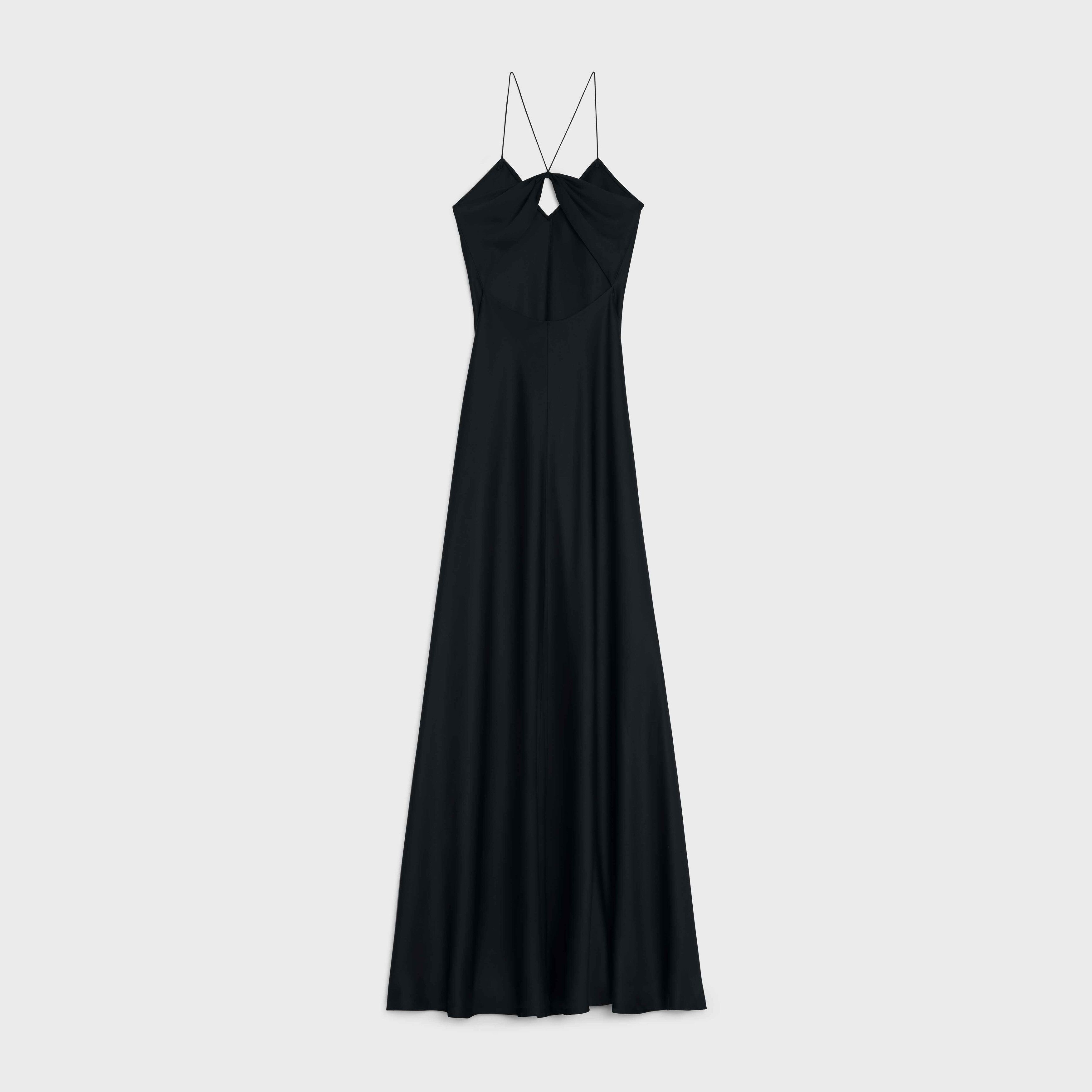 Celine o1w1db11124 Silk Satin Slip Dress in Black Size XS / US 0-2 / IT 36-38 - 2 Thumbnail