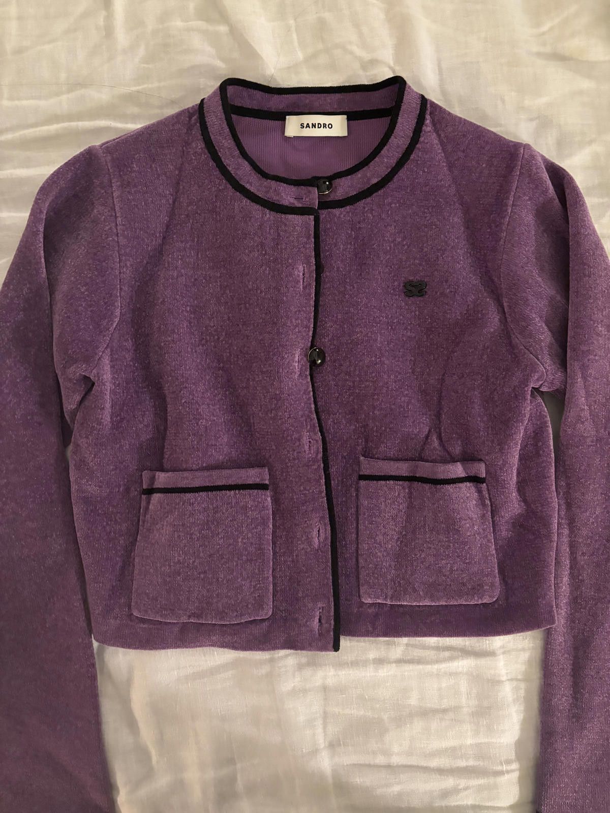 Sandro Sandro Women's LS Knit Embroidered Short Cardi-coat size S Size S / US 4 / IT 40 - 1 Thumbnail