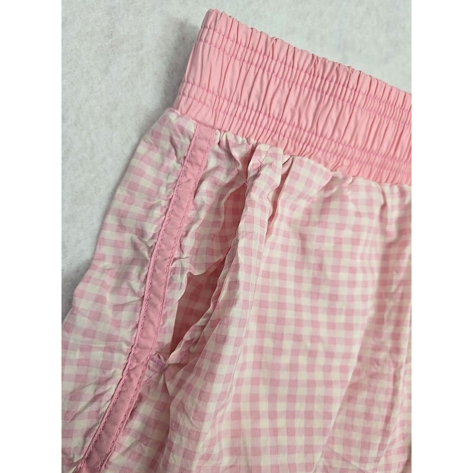 Vintage Rewash Ditsy Shorts Womens Pink Checkered Elastic Waist size L Size 36" / US 14 / IT 50 - 2 Thumbnail