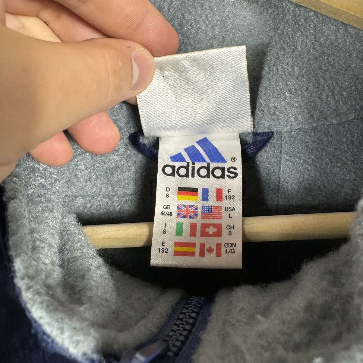 Adidas × Vintage Vintage Adidas Equipment 90s Zip Fleece Size US L / EU 52-54 / 3 - 3 Thumbnail