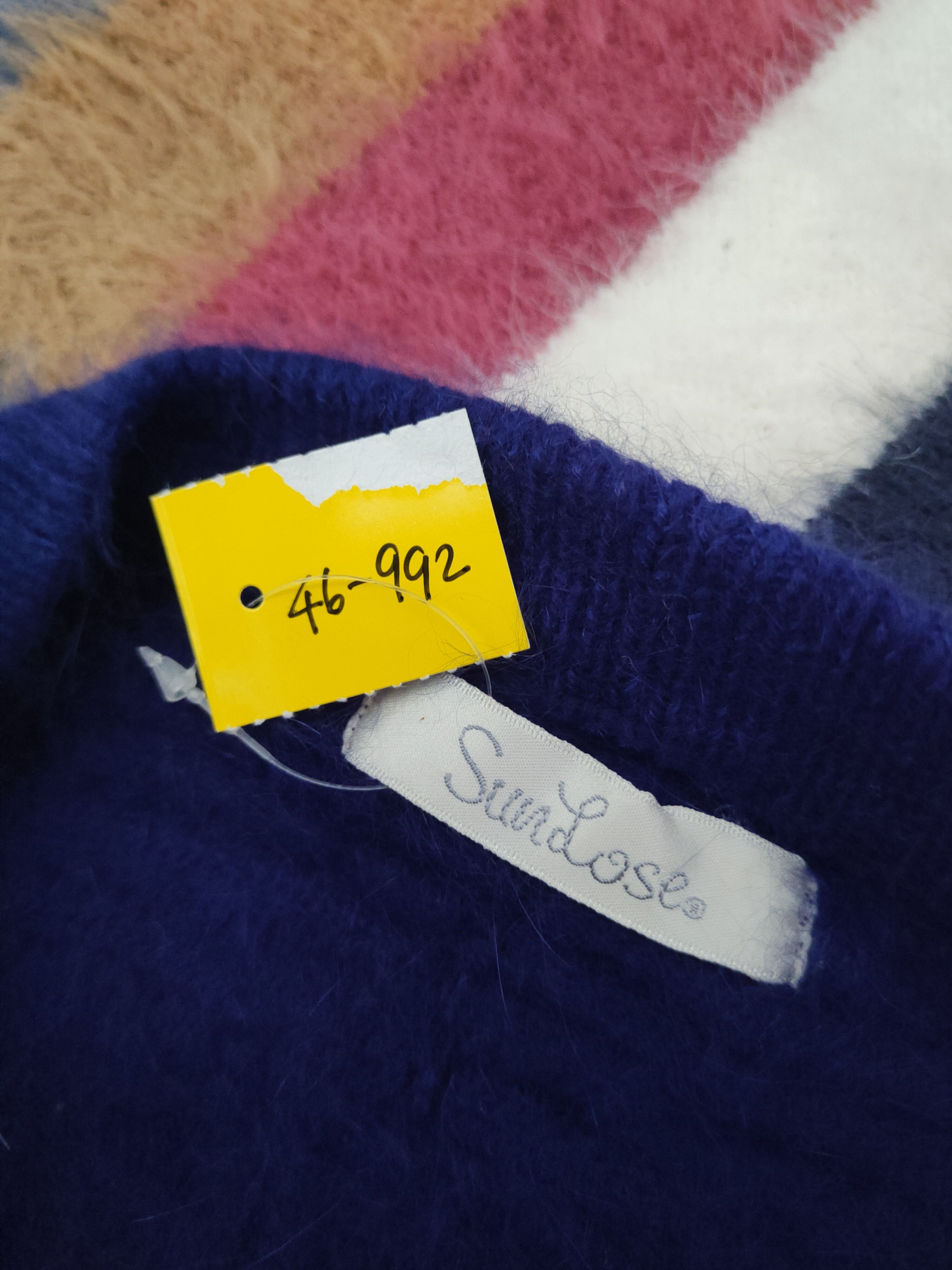 Japanese Brand DL Sundose Blue Fur Mohair shaggy Knitwear #46-992 Size L / US 10 / IT 46 - 12 Thumbnail