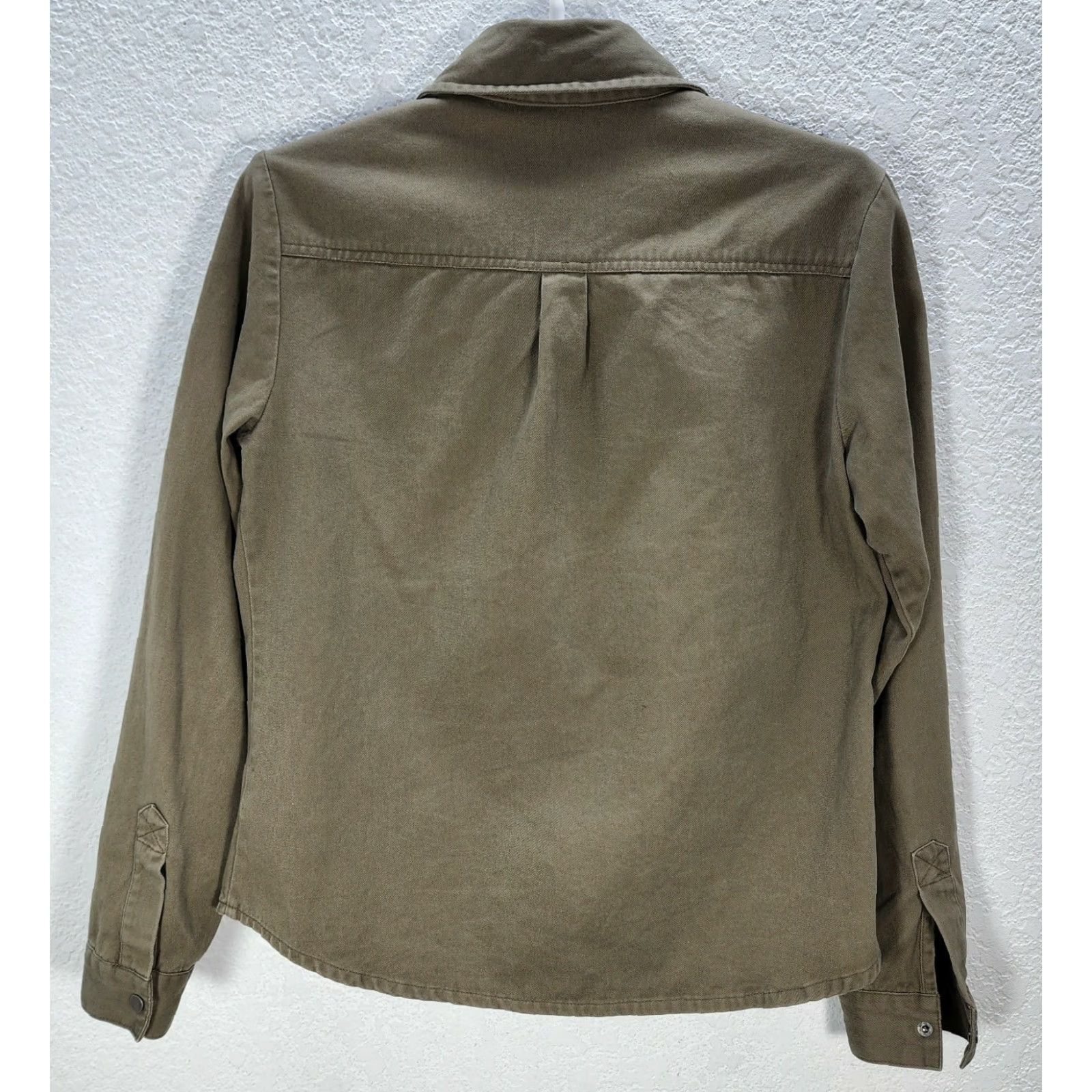 Olive VINTAGE Kittenish Olive Green Snap Buttons Cotton Front Pockets Utility Shirt XS Women Adults Womens Shirts Size XS / US 0-2 / IT 36-38 - 5 Thumbnail