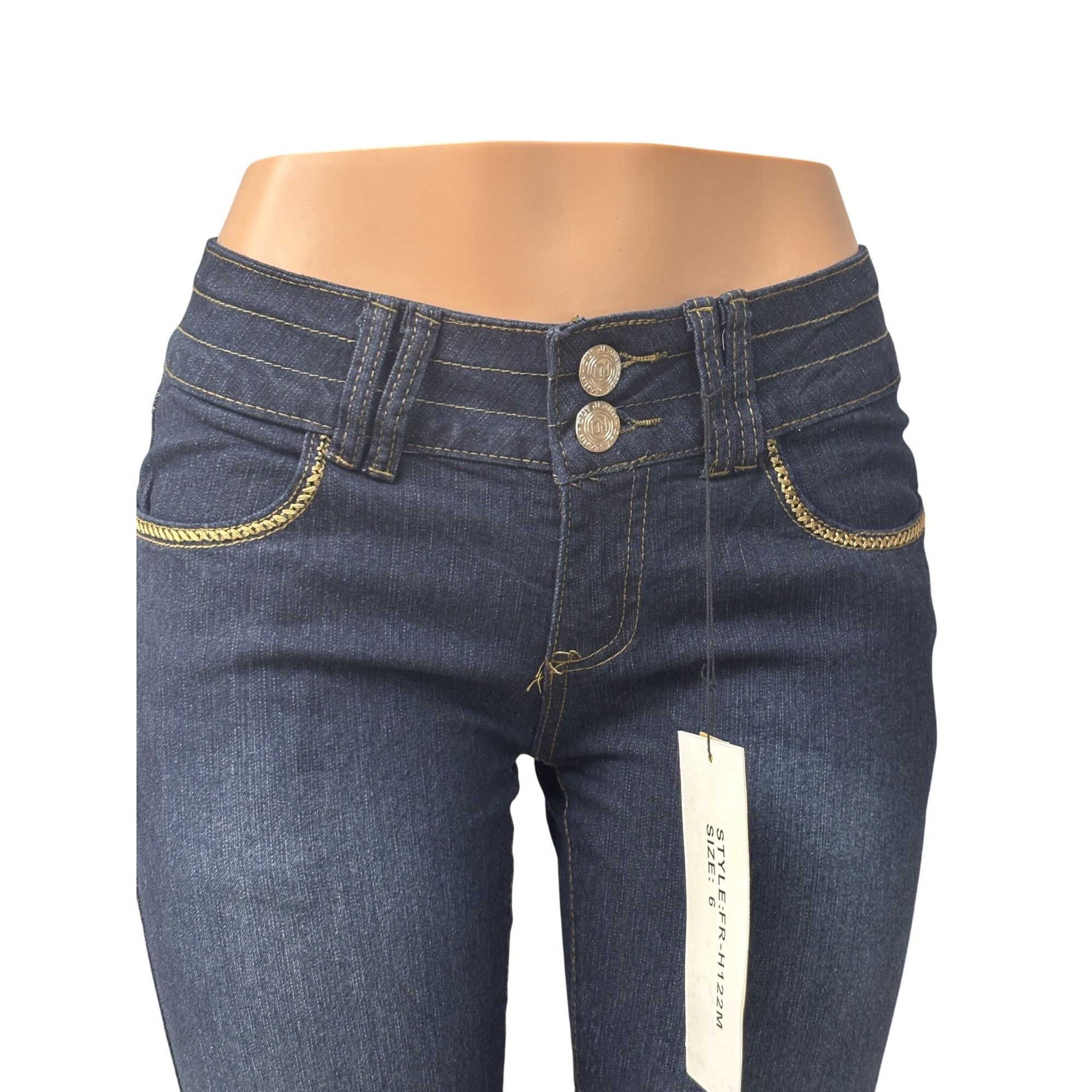 Other Out Jeans Women’s Cross-stitch Straight Leg Stretch Jeans, D Size 28" / US 6 / IT 42 - 3 Thumbnail