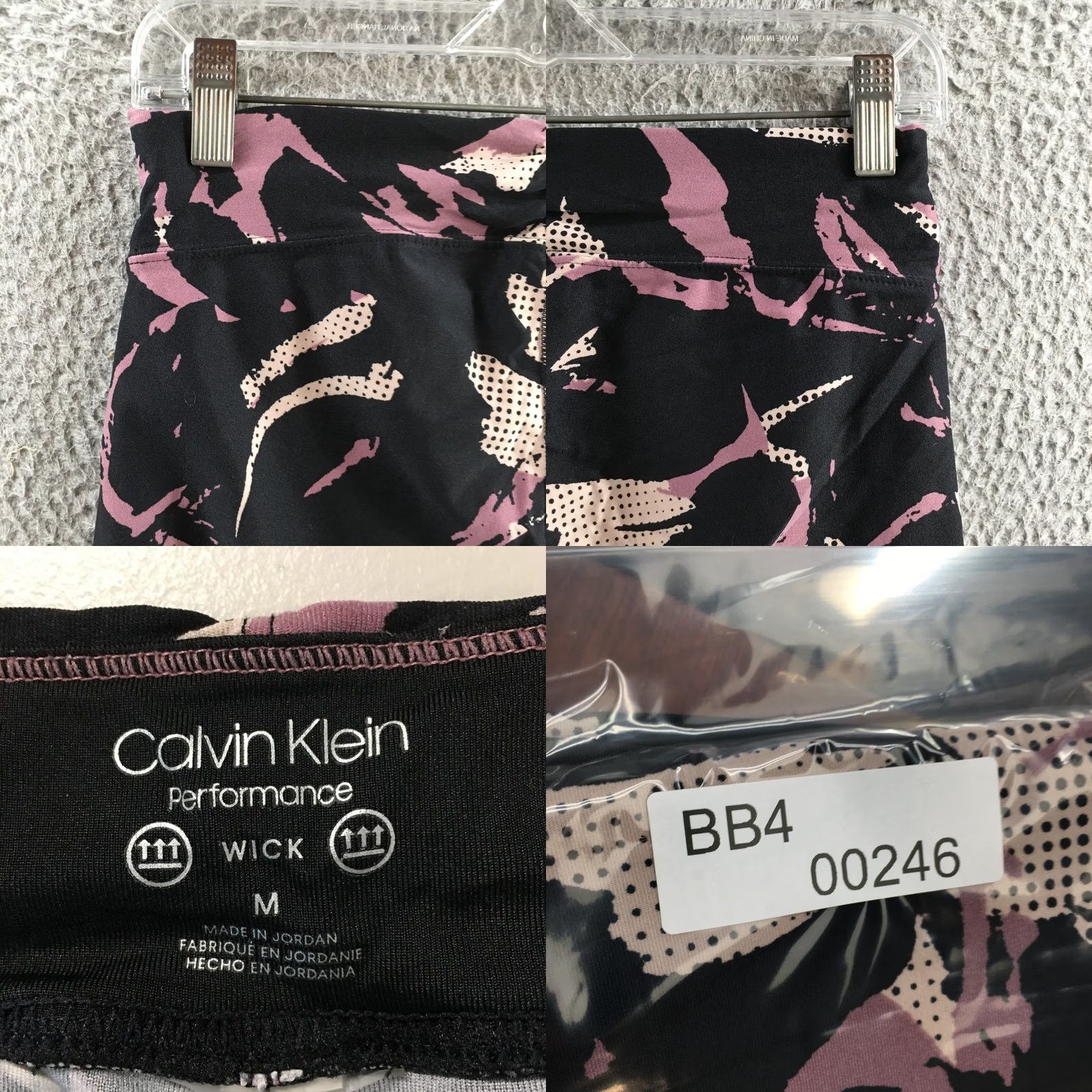 Calvin Klein Calvin Klein Leggings Womens M Black Pink Abstract Stretch Athletic Yoga Running Size 32" / US 10 / IT 46 - 9 Thumbnail