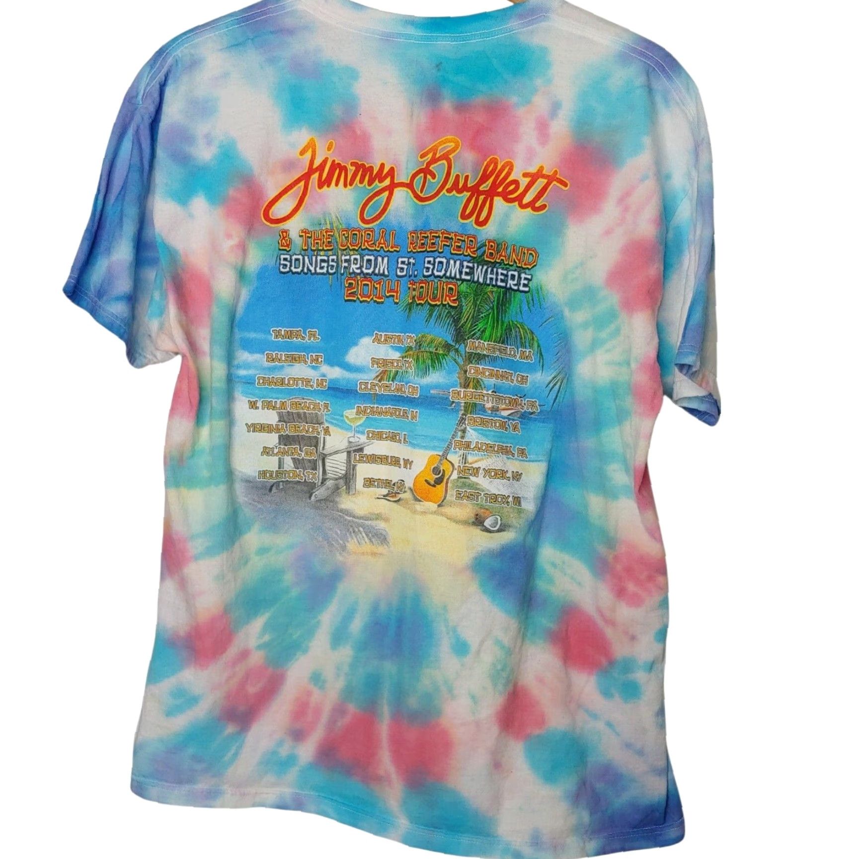 Vintage VINTAGE Jimmy Buffett Shirt XL Coral Reefer Band 2014 Tour Tie Dye Parrotthead Music Shirt Men T-Shirt Graphic Print Double-Sided Beach Band Size US XL / EU 56 / 4 - 4 Thumbnail