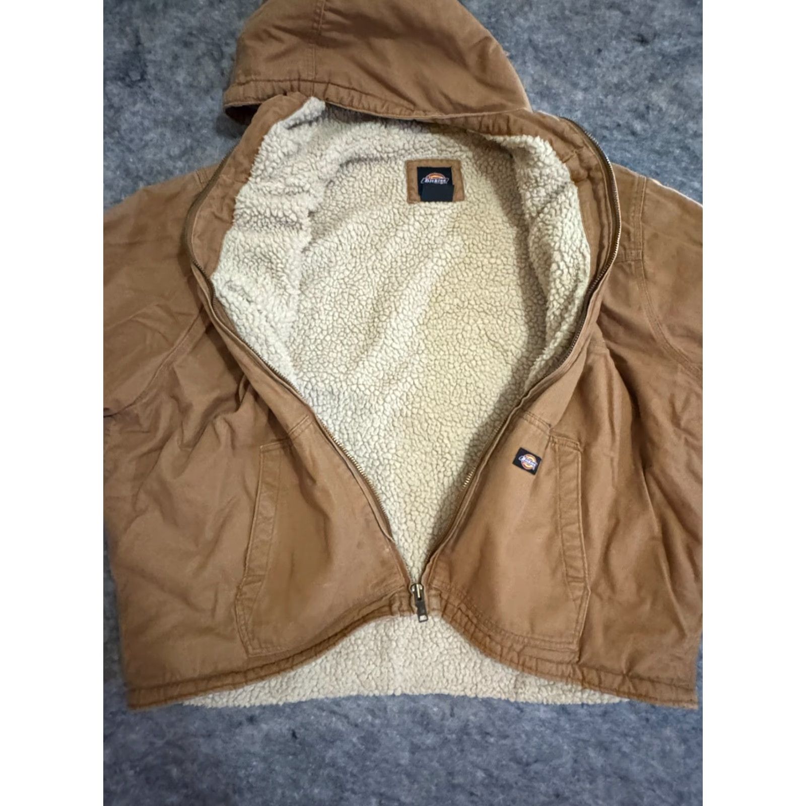 Dickies VINTAGE Dickies "Work" Fleece Lined Hooded Jacket Chore Work Coat 3XL Brown Tan Mens Size US XXL / EU 58 / 5 - 6 Thumbnail