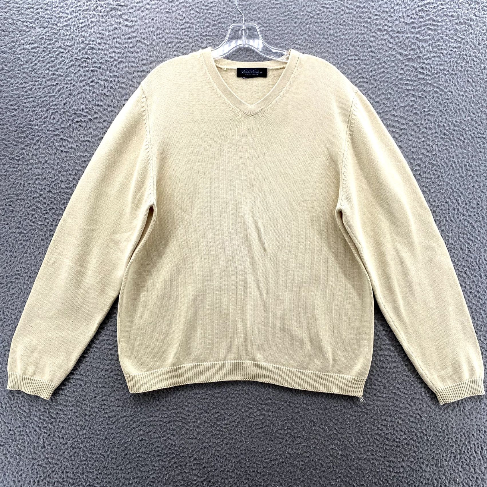 Brooks Brothers Brooks Brothers Sweater Mens Large Oversized Preppy Academia 90s Office Pullover Knit V-Neck Beige - Mens - Size L Size US L / EU 52-54 / 3 - 3 Thumbnail